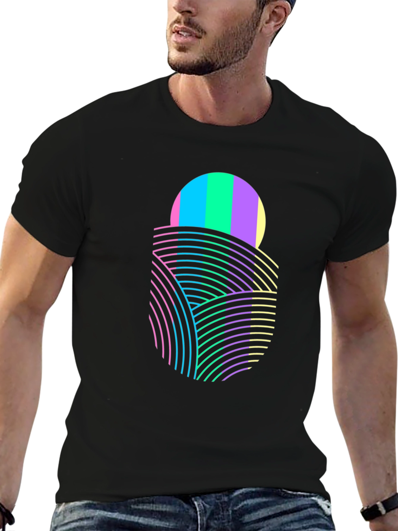 Retro Wave Graphic Tee - Sunset Fields Design