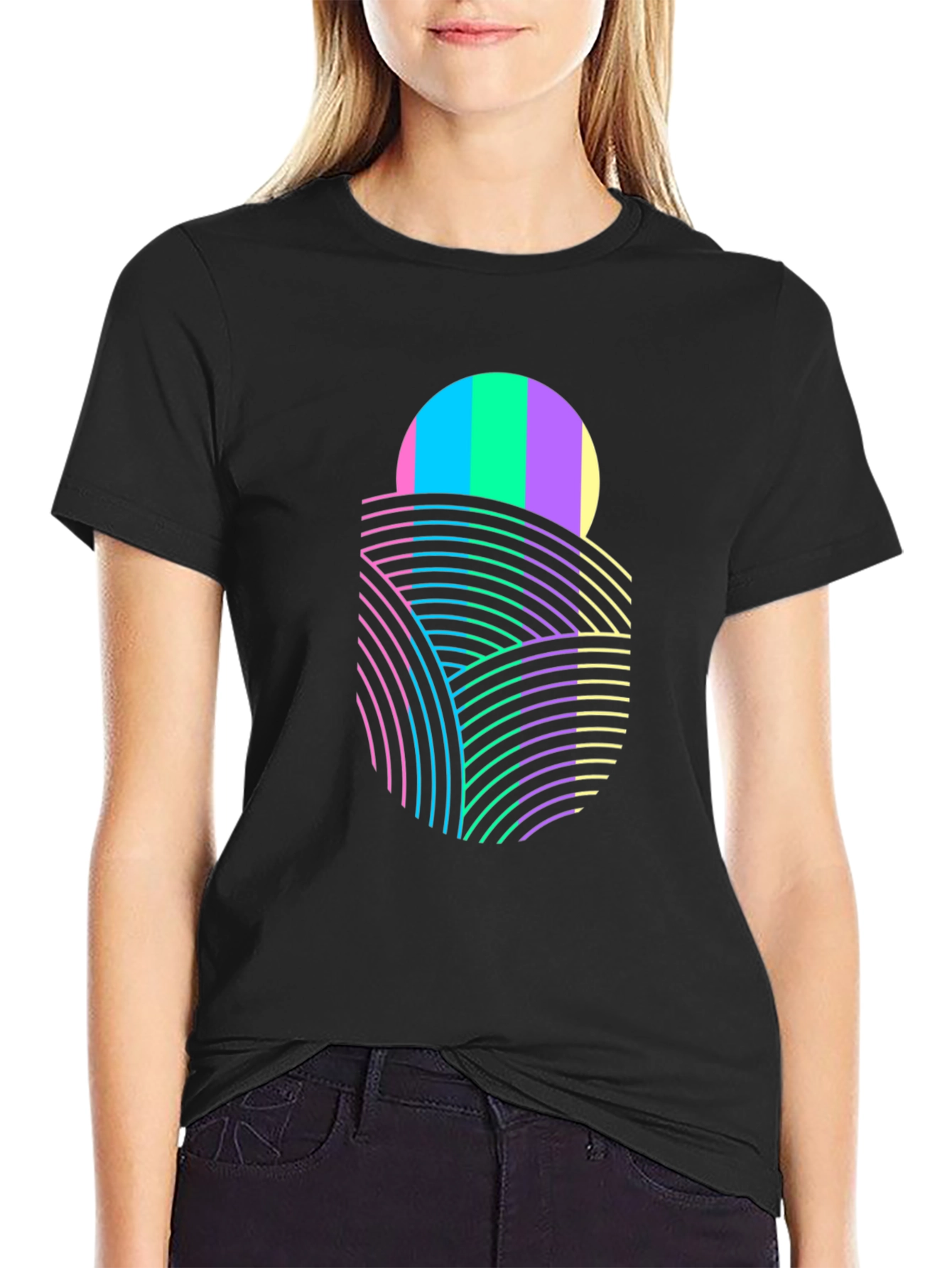 Retro Wave Graphic Tee - Sunset Fields Design