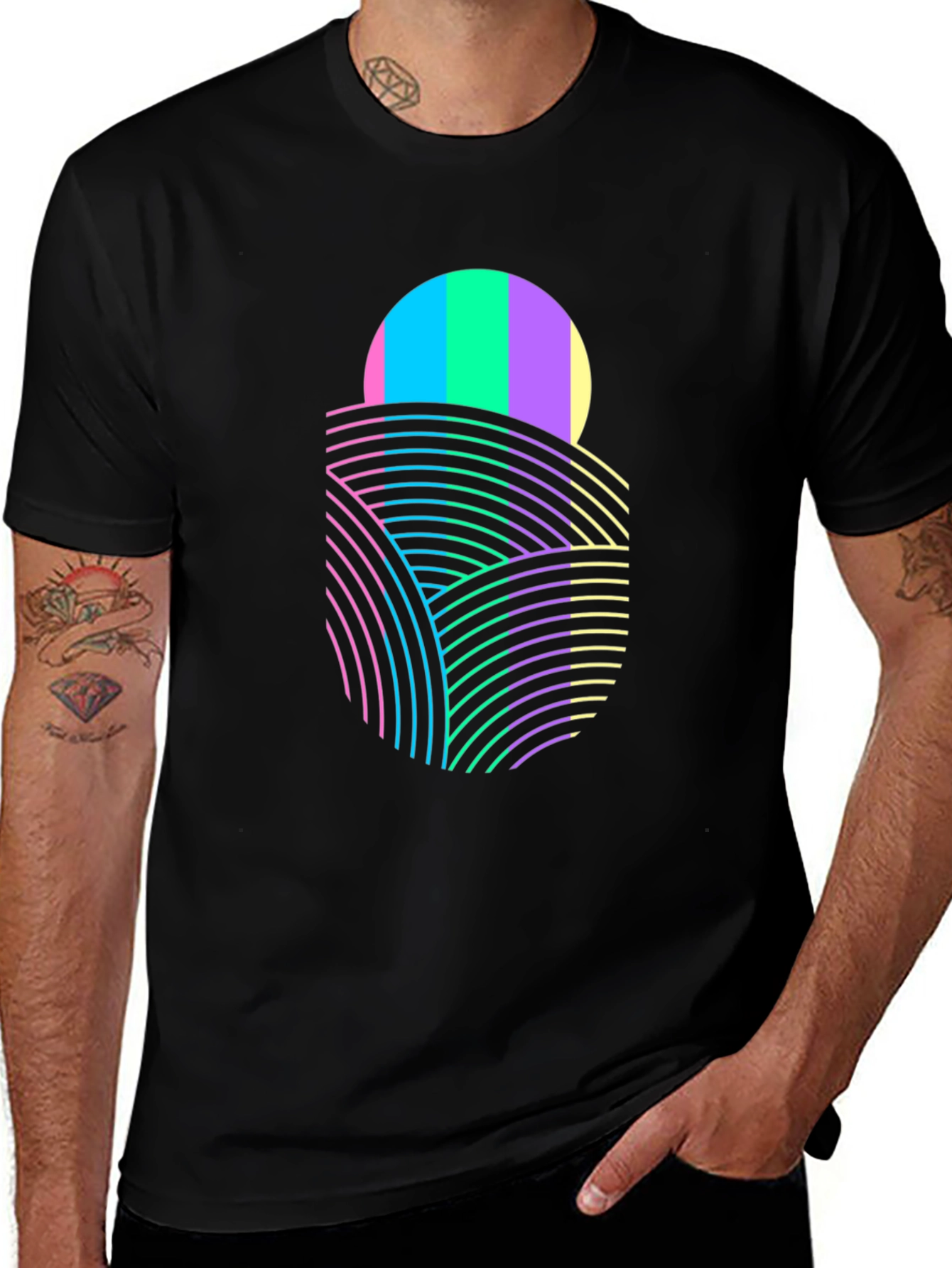 Retro Wave Graphic Tee - Sunset Fields Design