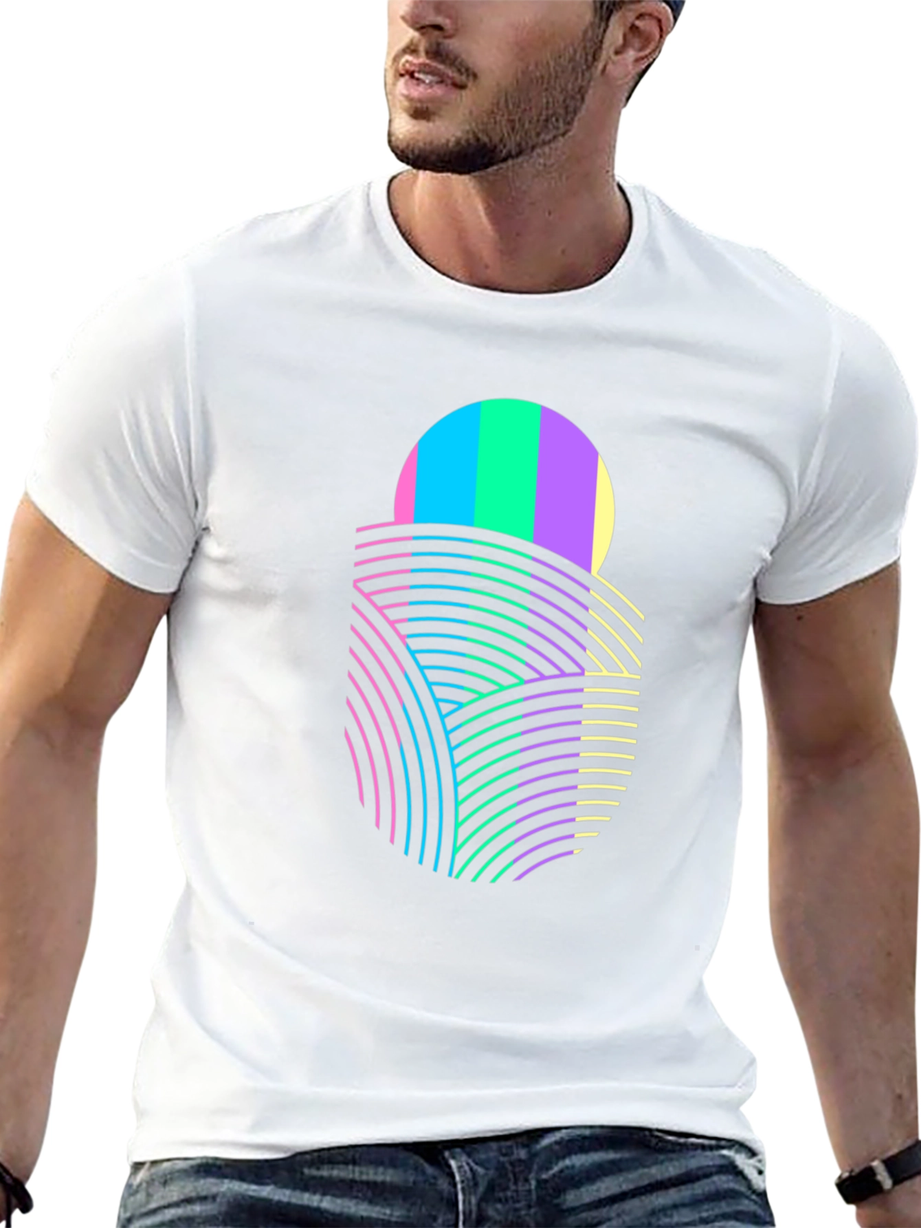Retro Wave Graphic Tee - Sunset Fields Design