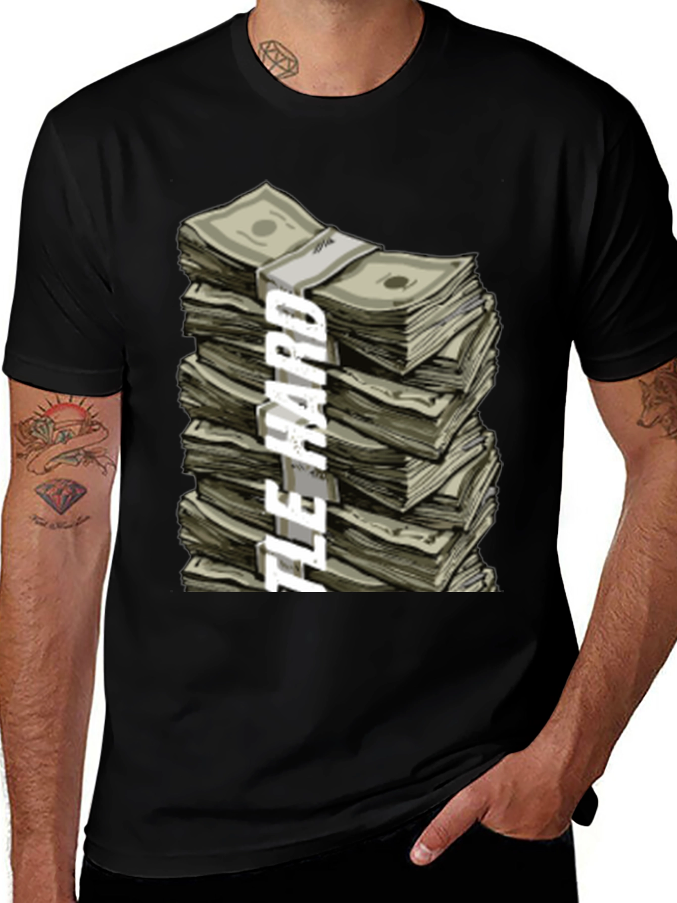 Hustle Hard Stacked Money Graphic Tee