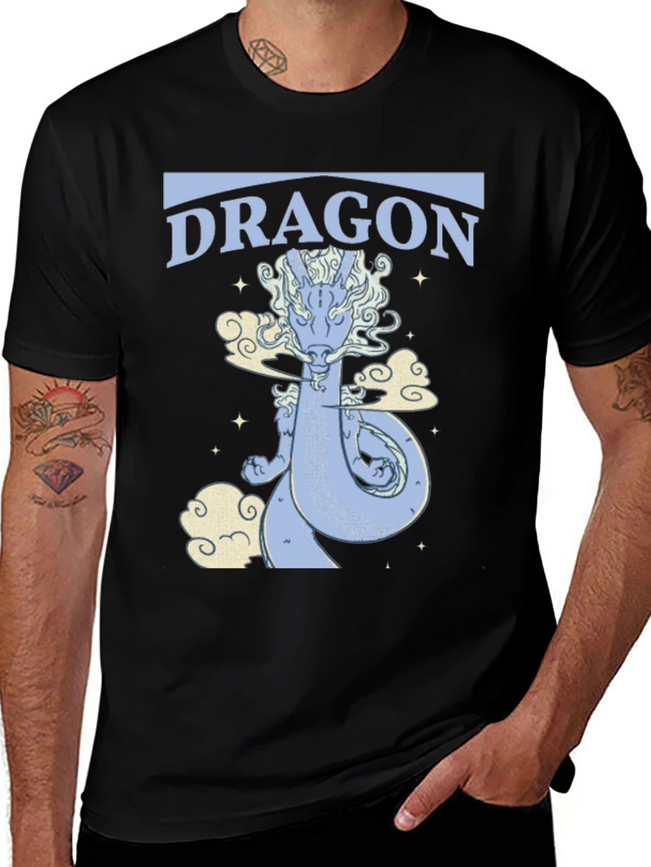 Dragon Graphic Print Black Tee