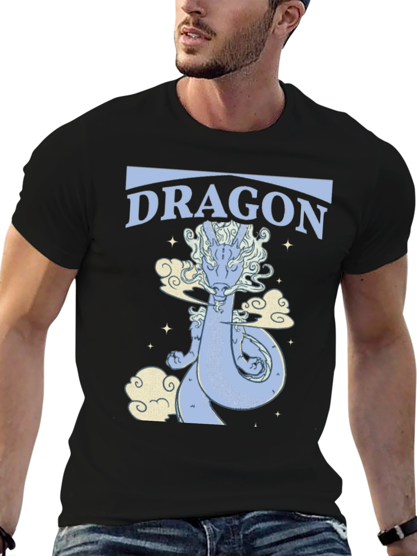 Dragon Graphic Print Black Tee
