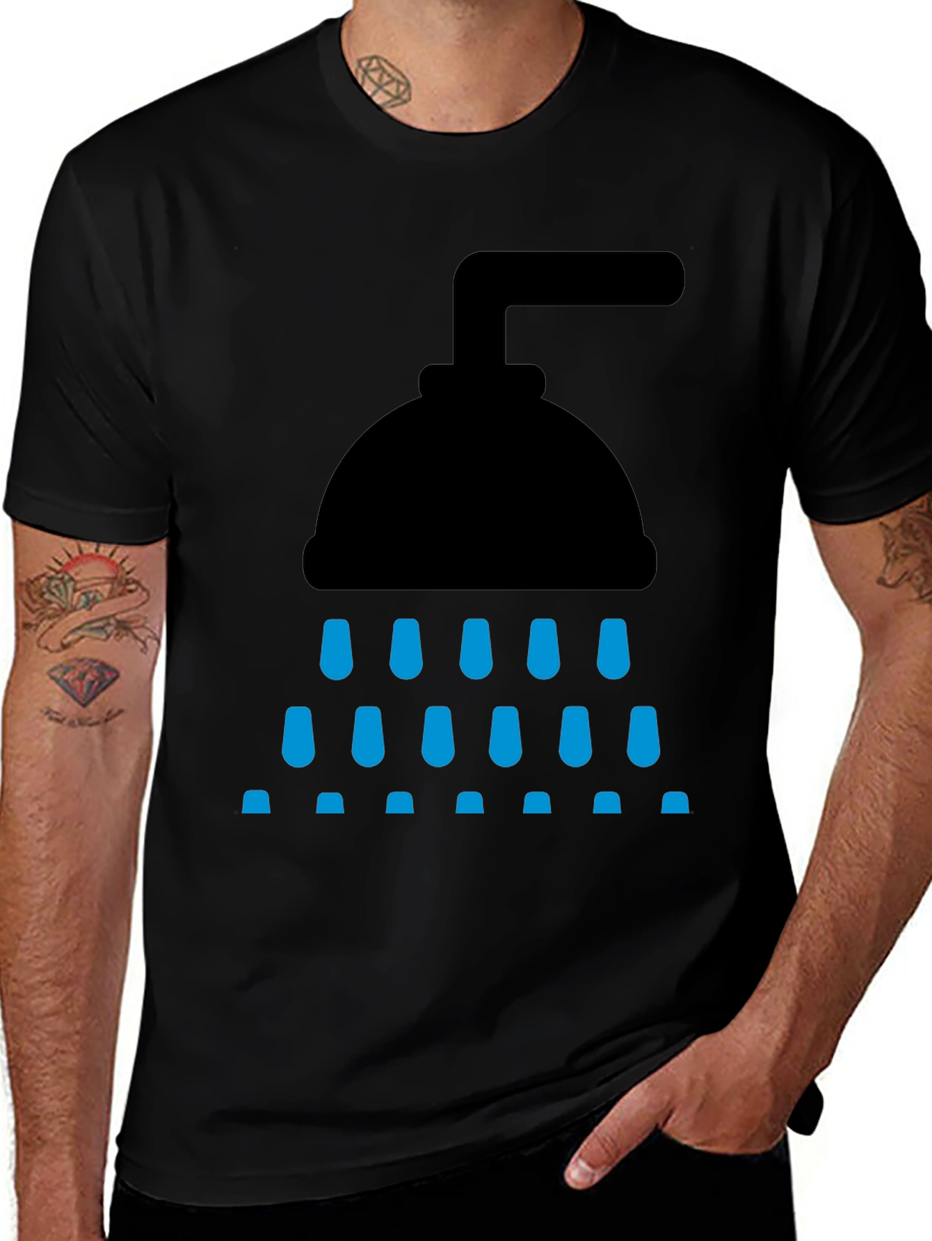 Shower Graphic Tee - Black Cotton Blend