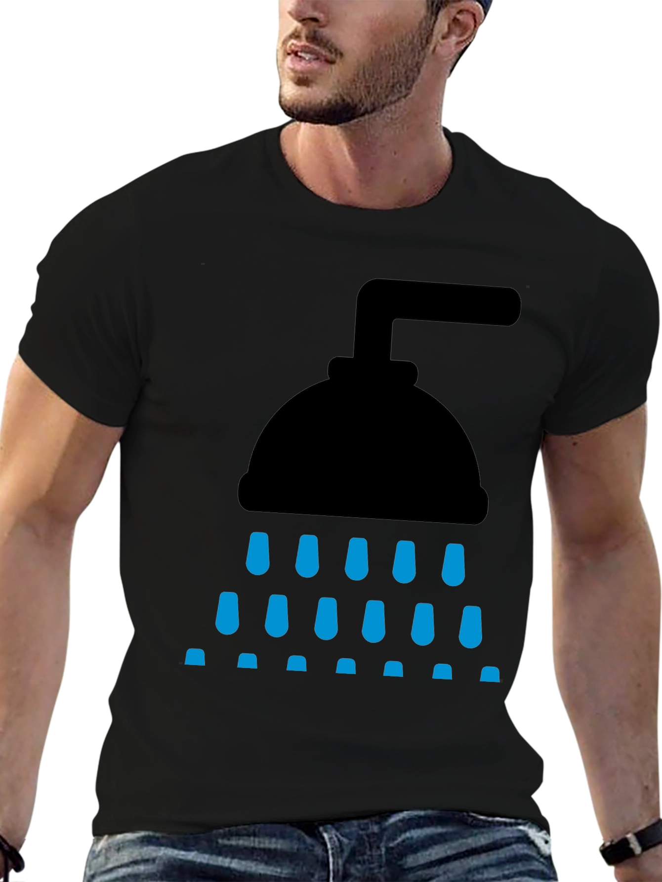 Shower Graphic Tee - Black Cotton Blend