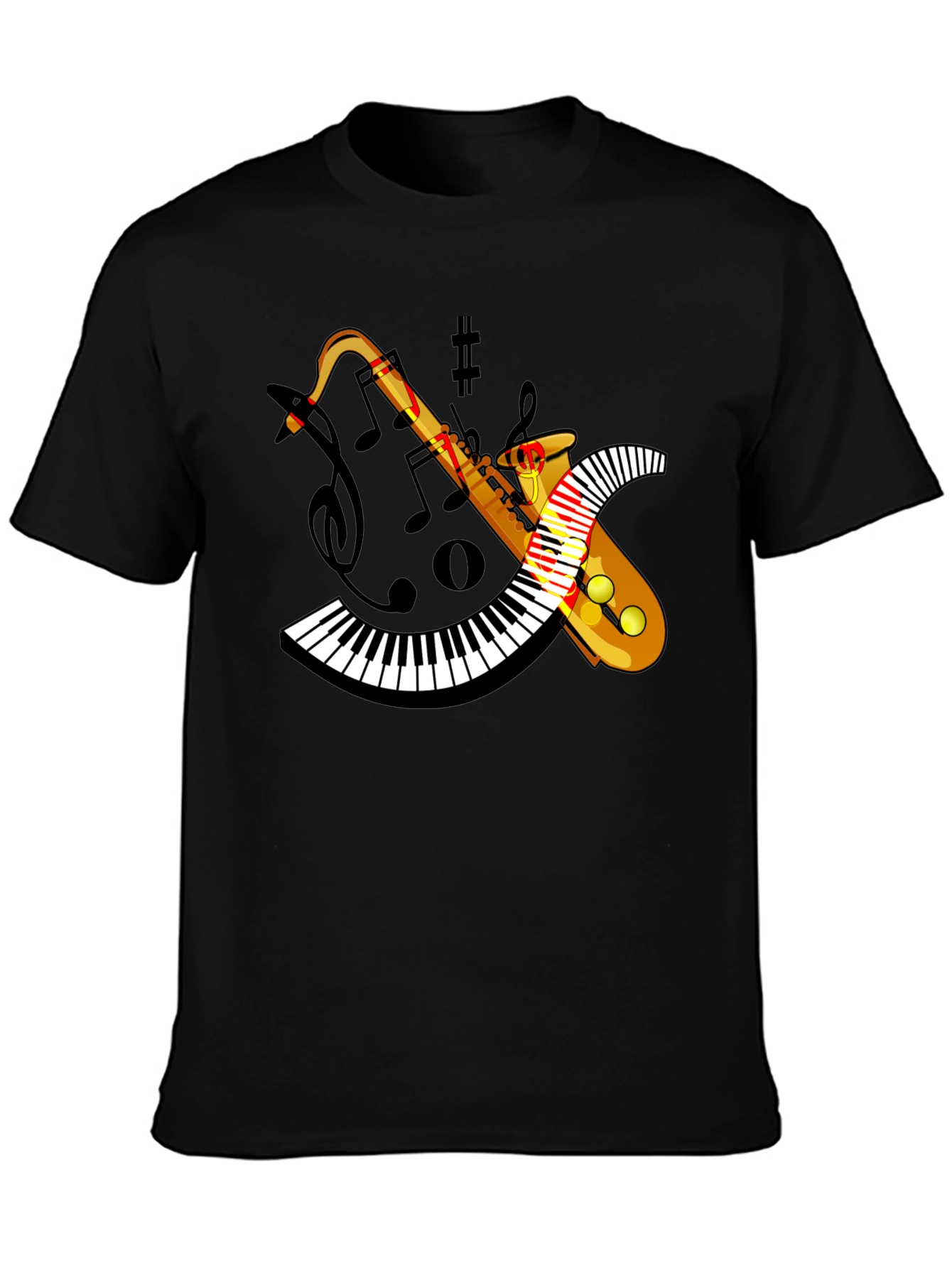Musical Saxophone Keyboard Graphic T-Shirt