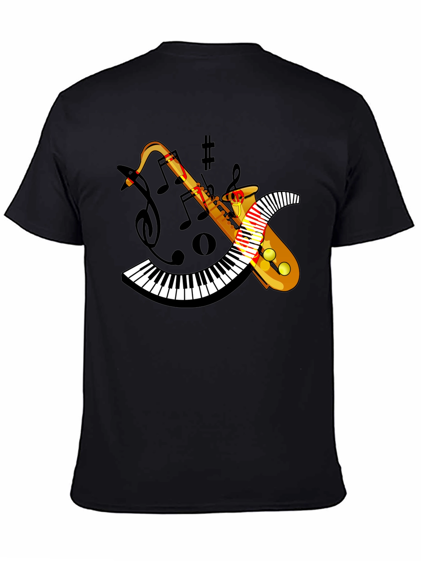 Musical Saxophone Keyboard Graphic T-Shirt