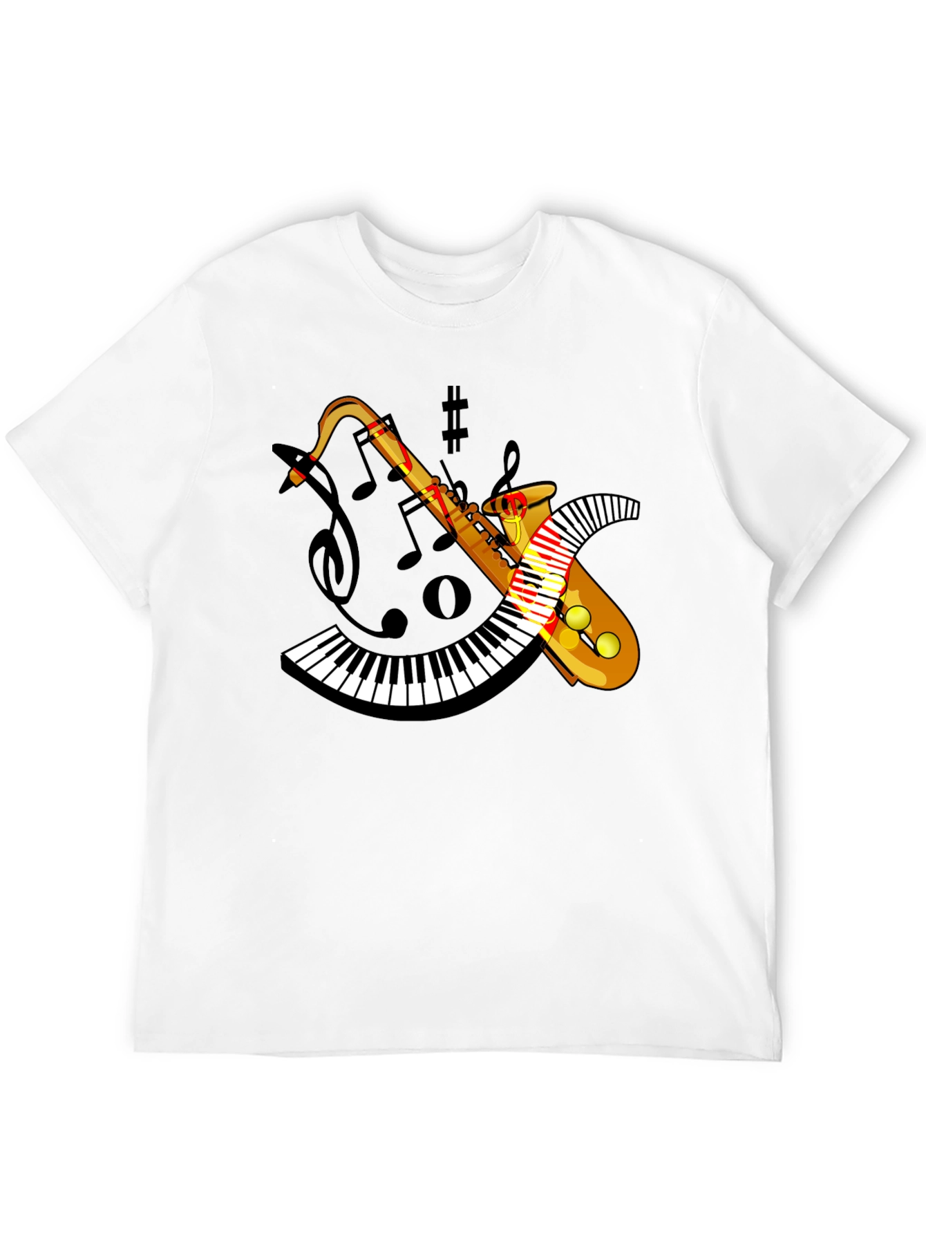 Musical Saxophone Keyboard Graphic T-Shirt