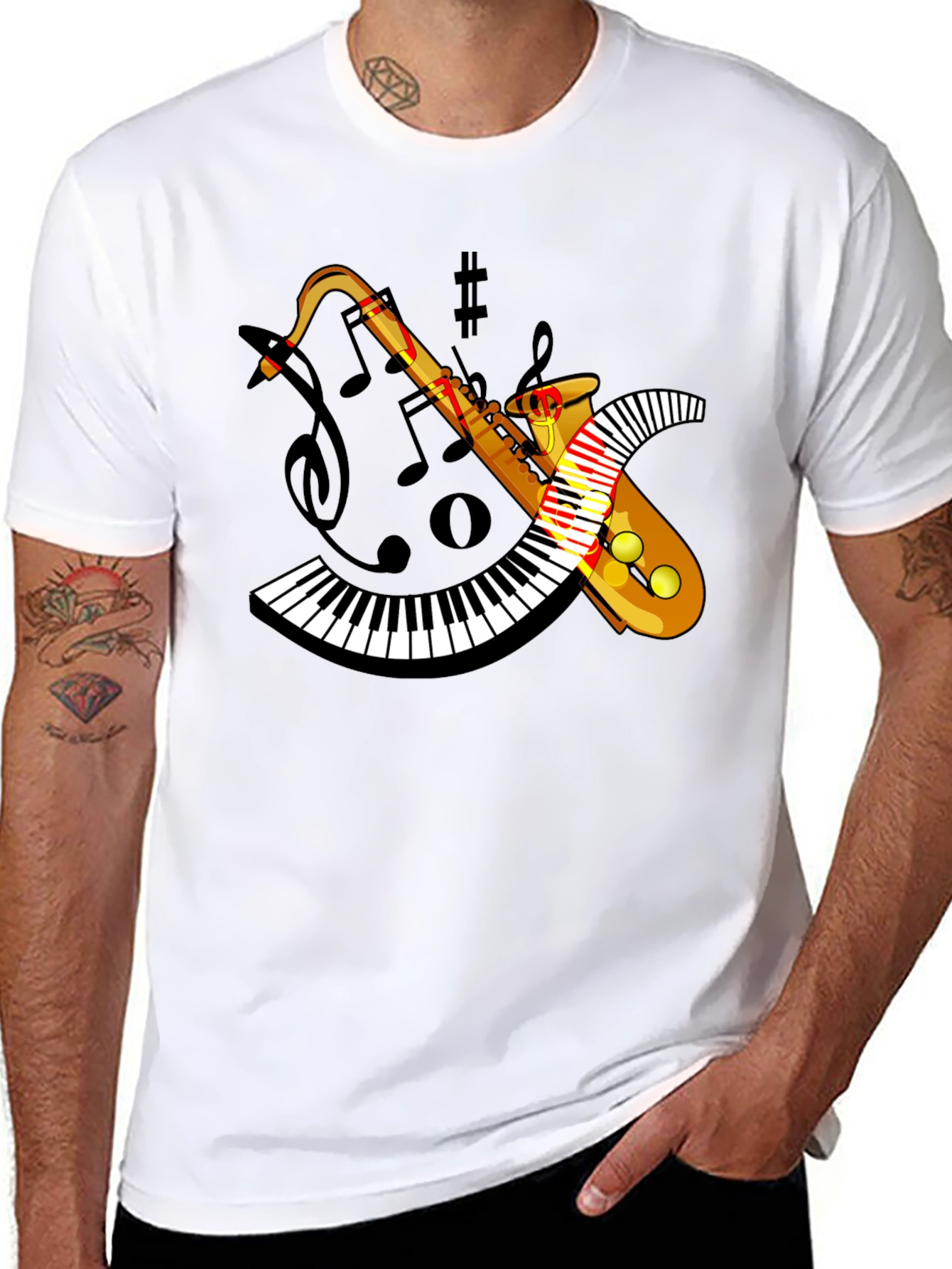 Musical Saxophone Keyboard Graphic T-Shirt