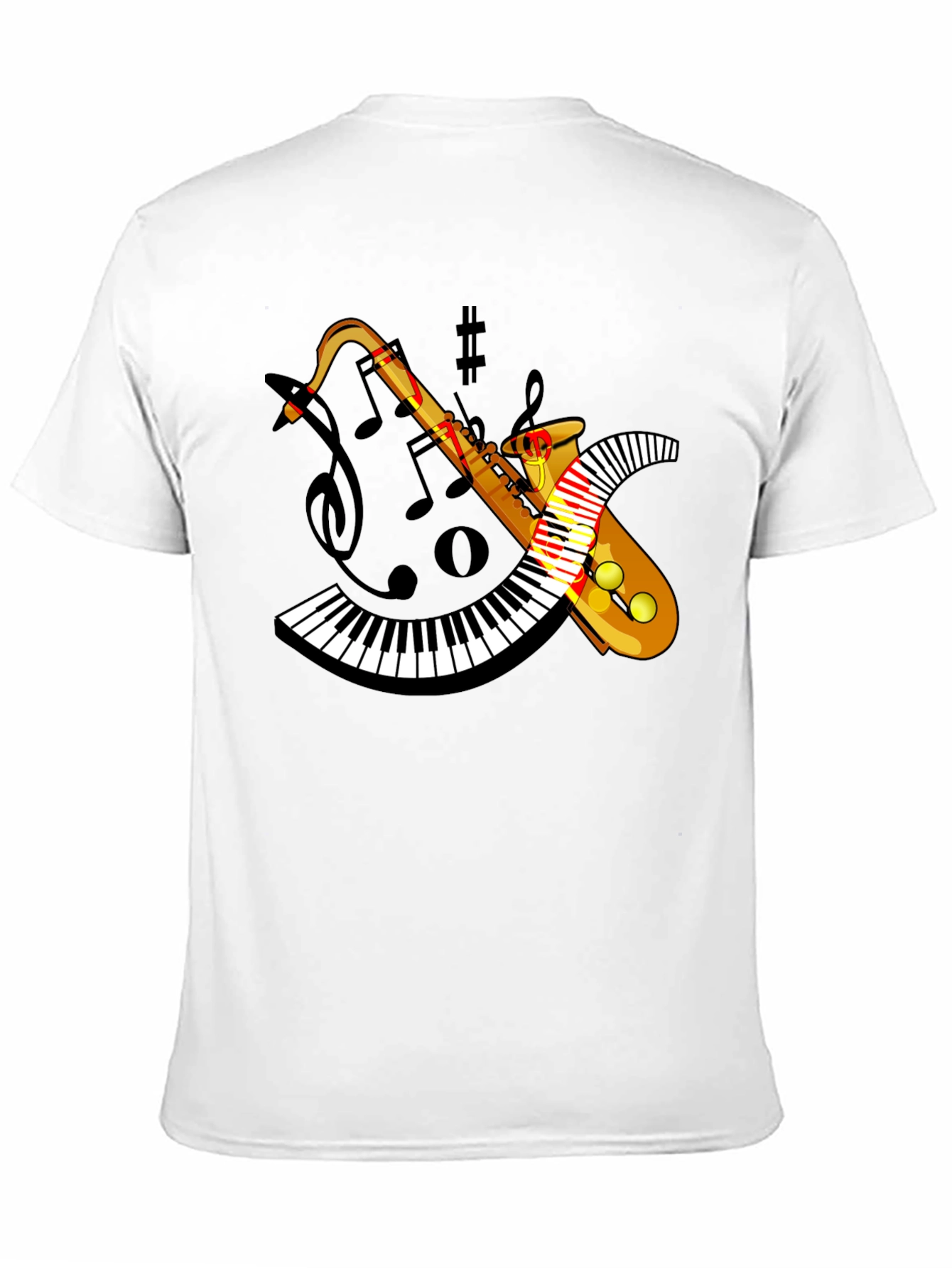 Musical Saxophone Keyboard Graphic T-Shirt