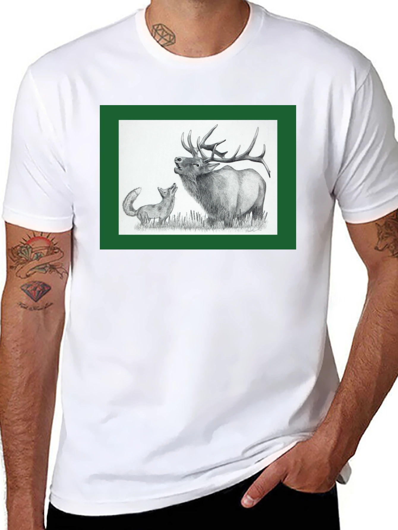 Fox and Elk Black T-Shirt