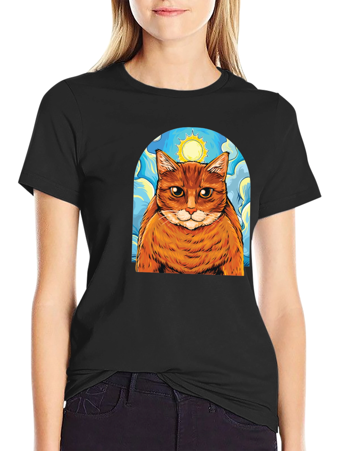 Starry Cat T-Shirt - Artistic Comfort
