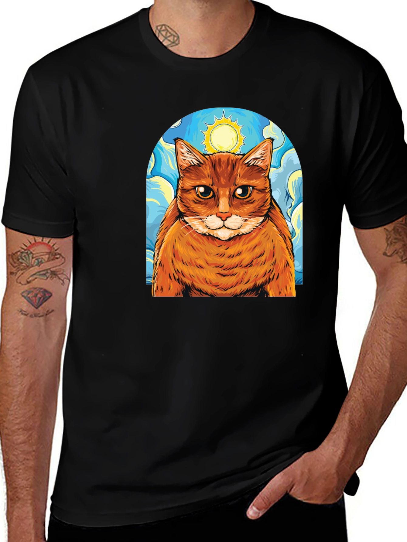 Starry Cat T-Shirt - Artistic Comfort