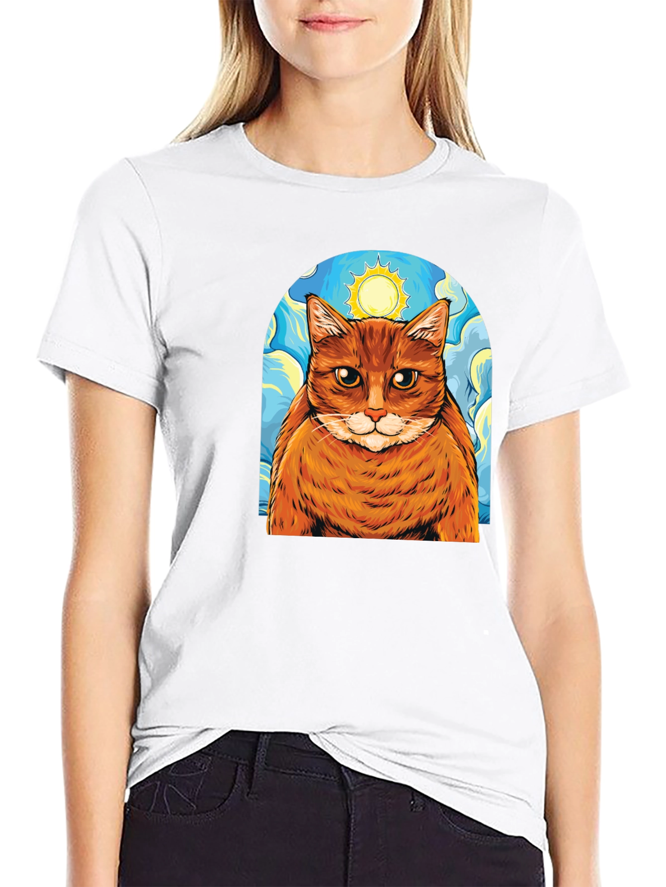 Starry Cat T-Shirt - Artistic Comfort