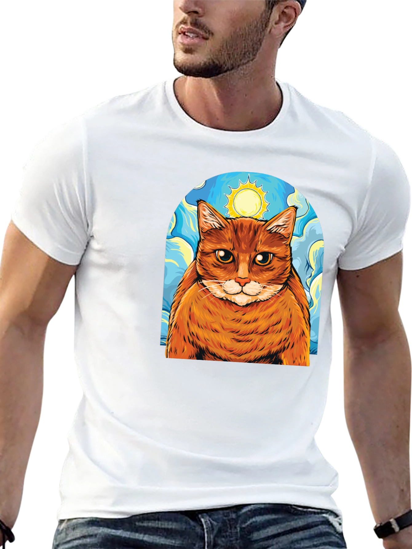 Starry Cat T-Shirt - Artistic Comfort