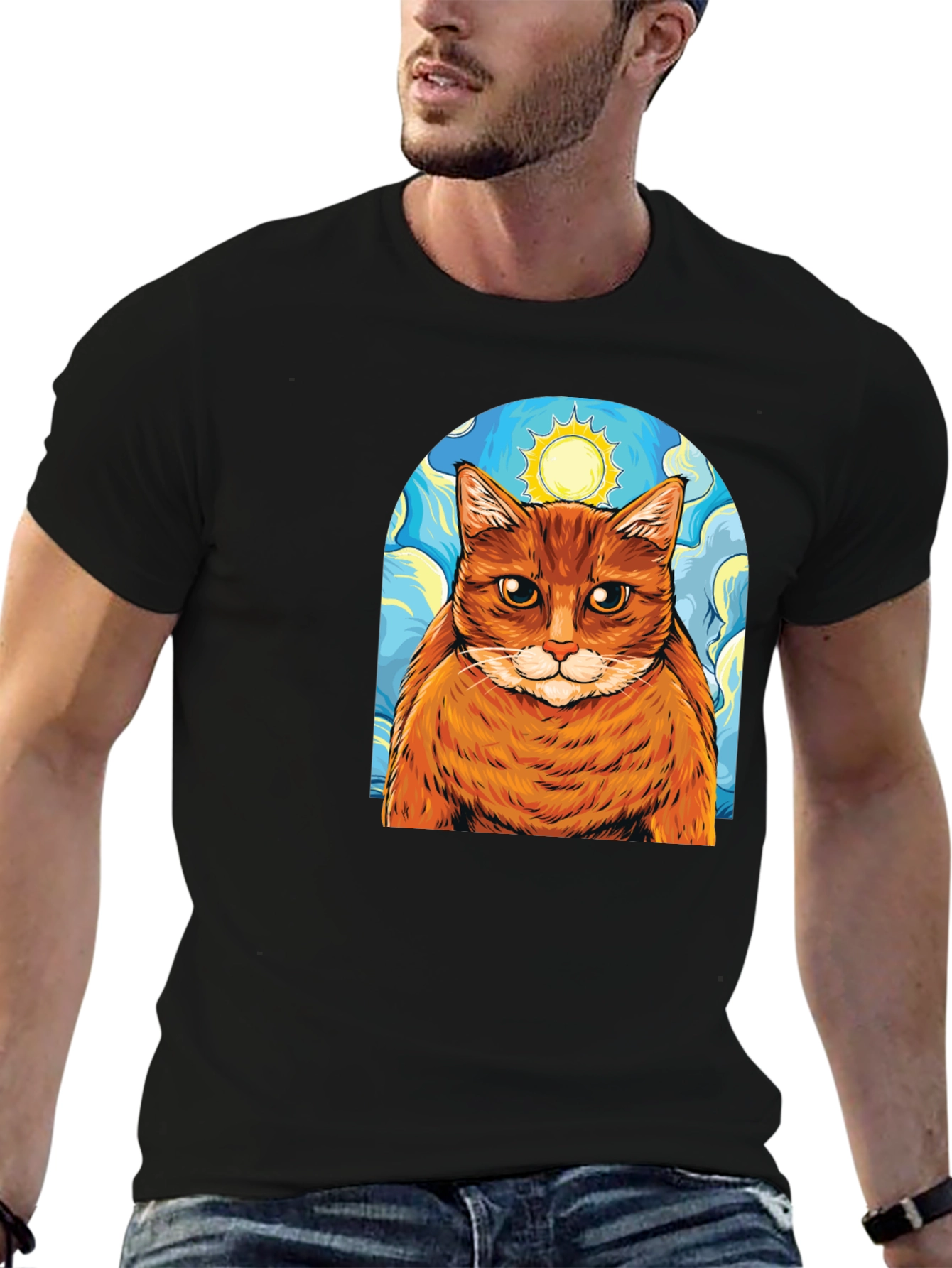 Starry Cat T-Shirt - Artistic Comfort