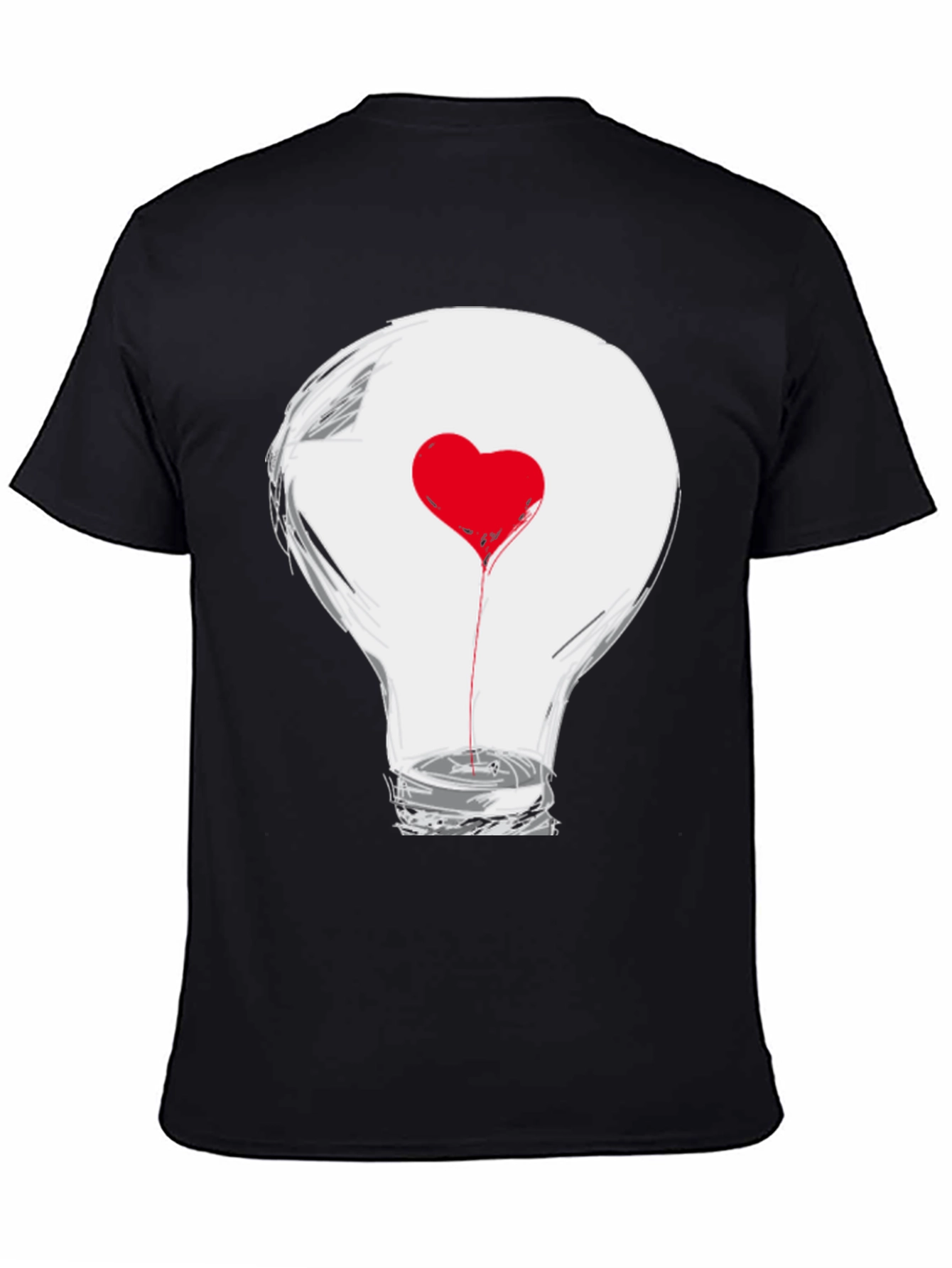 Heart Lightbulb Graphic Tee - Expressive Black T-Shirt