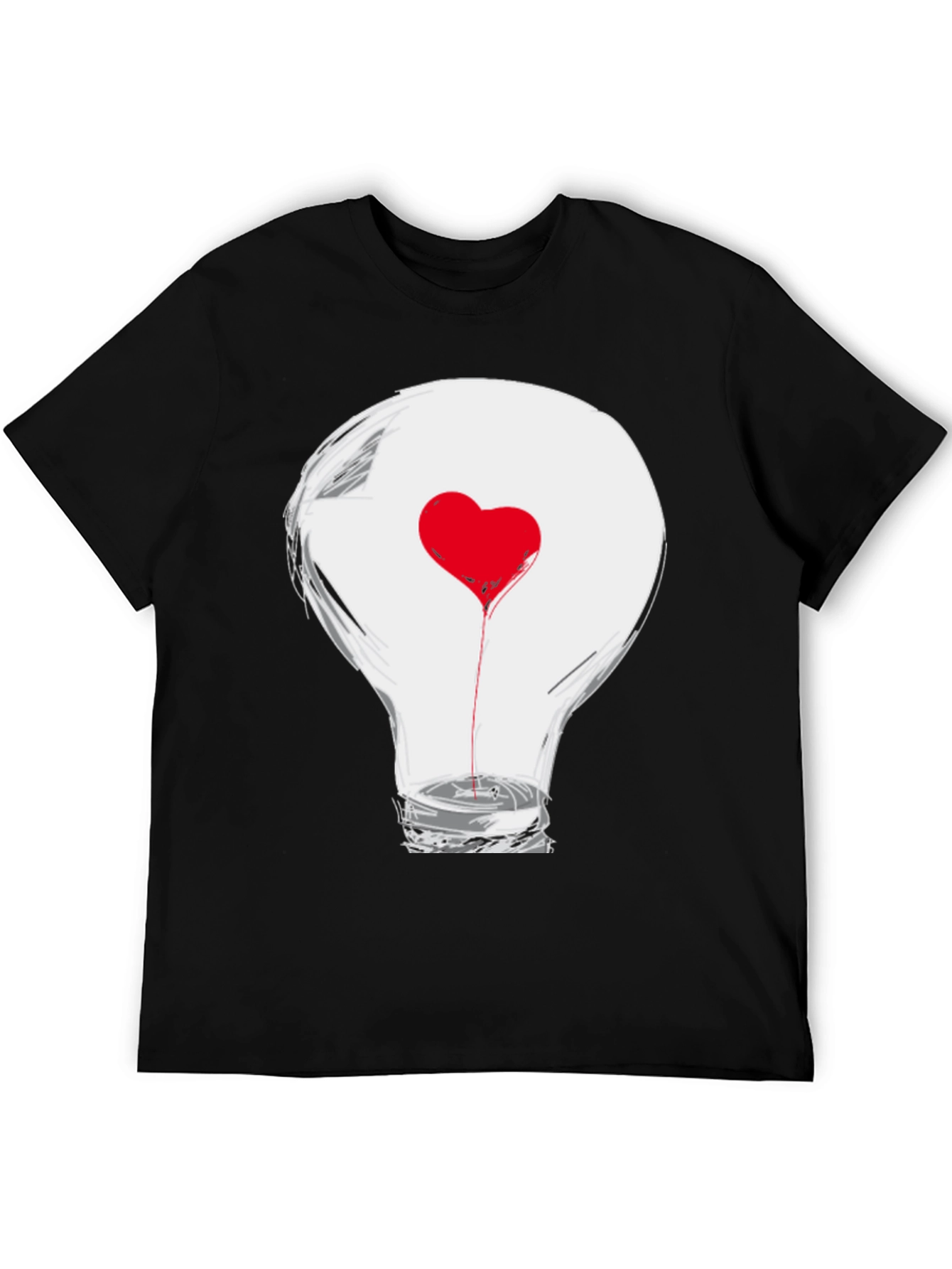 Heart Lightbulb Graphic Tee - Expressive Black T-Shirt