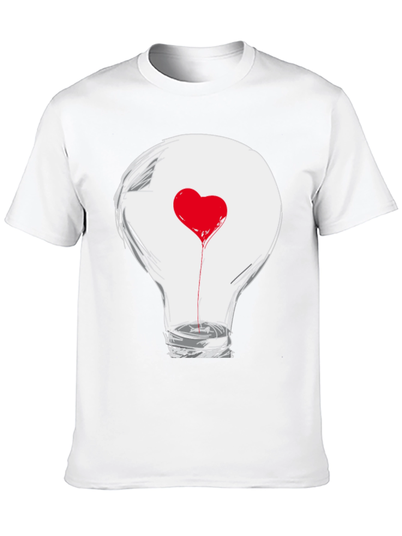 Heart Lightbulb Graphic Tee - Expressive Black T-Shirt