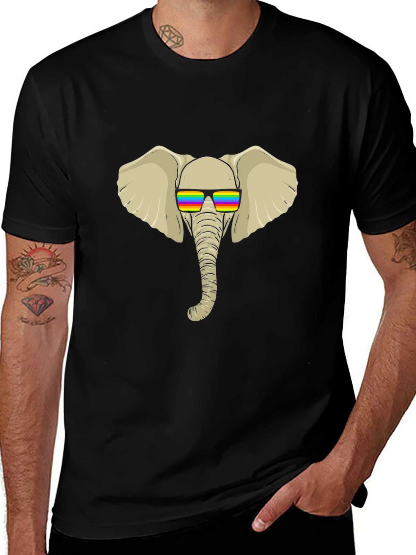 Cool Elephant Tee - Rainbow Shades