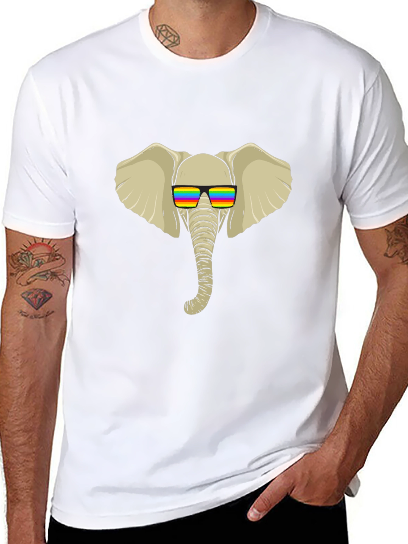 Cool Elephant Tee - Rainbow Shades