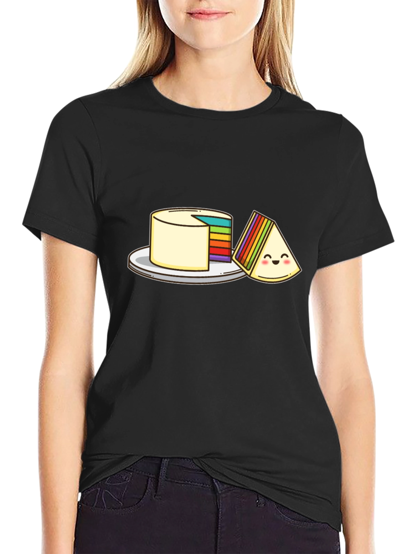 Rainbow Layer Cake Cartoon Graphic T-Shirt