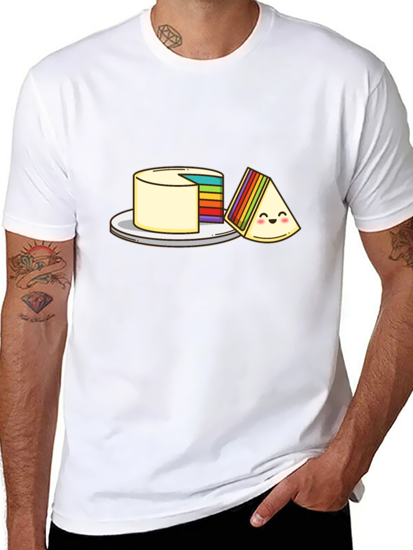 Rainbow Layer Cake Cartoon Graphic T-Shirt