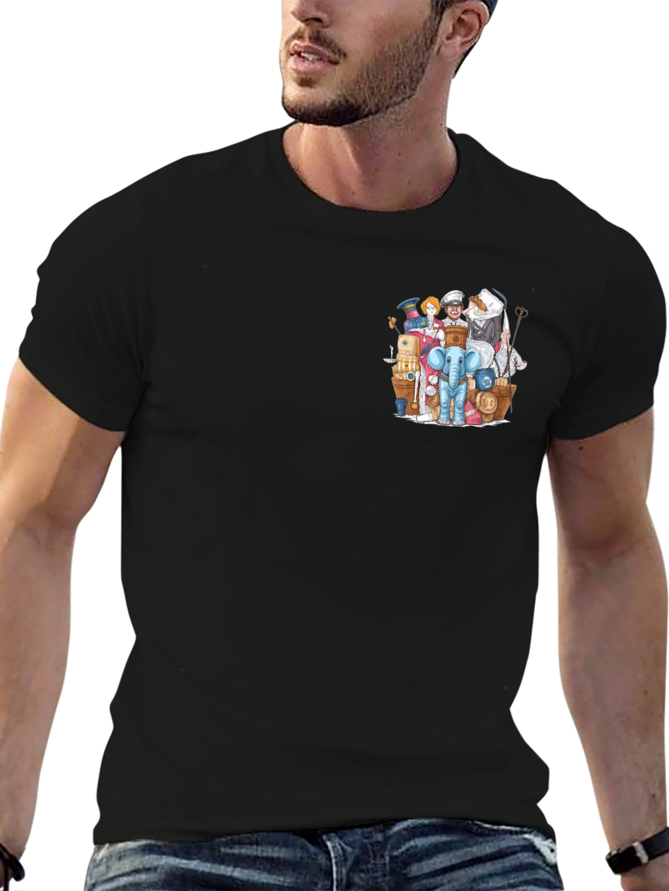 Novelty Character Print Black T-Shirt