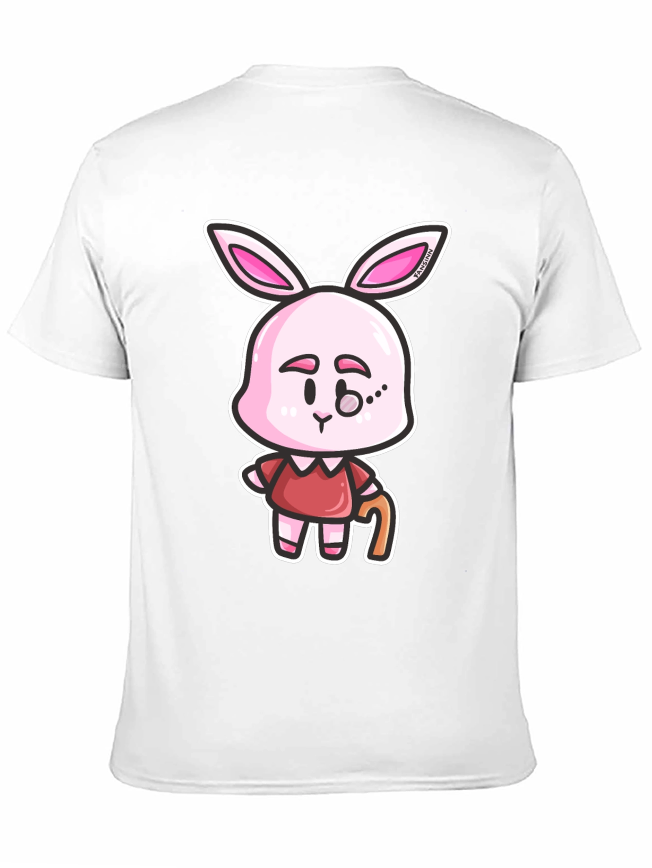 Cartoon Bunny Character Print Black T-Shirt