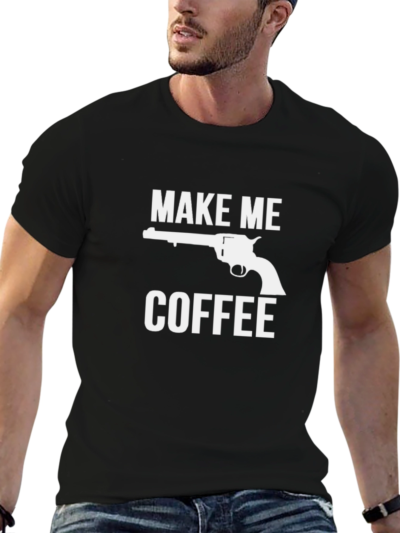 Make Me Coffee Gun T-Shirt - Funny Novelty Tee