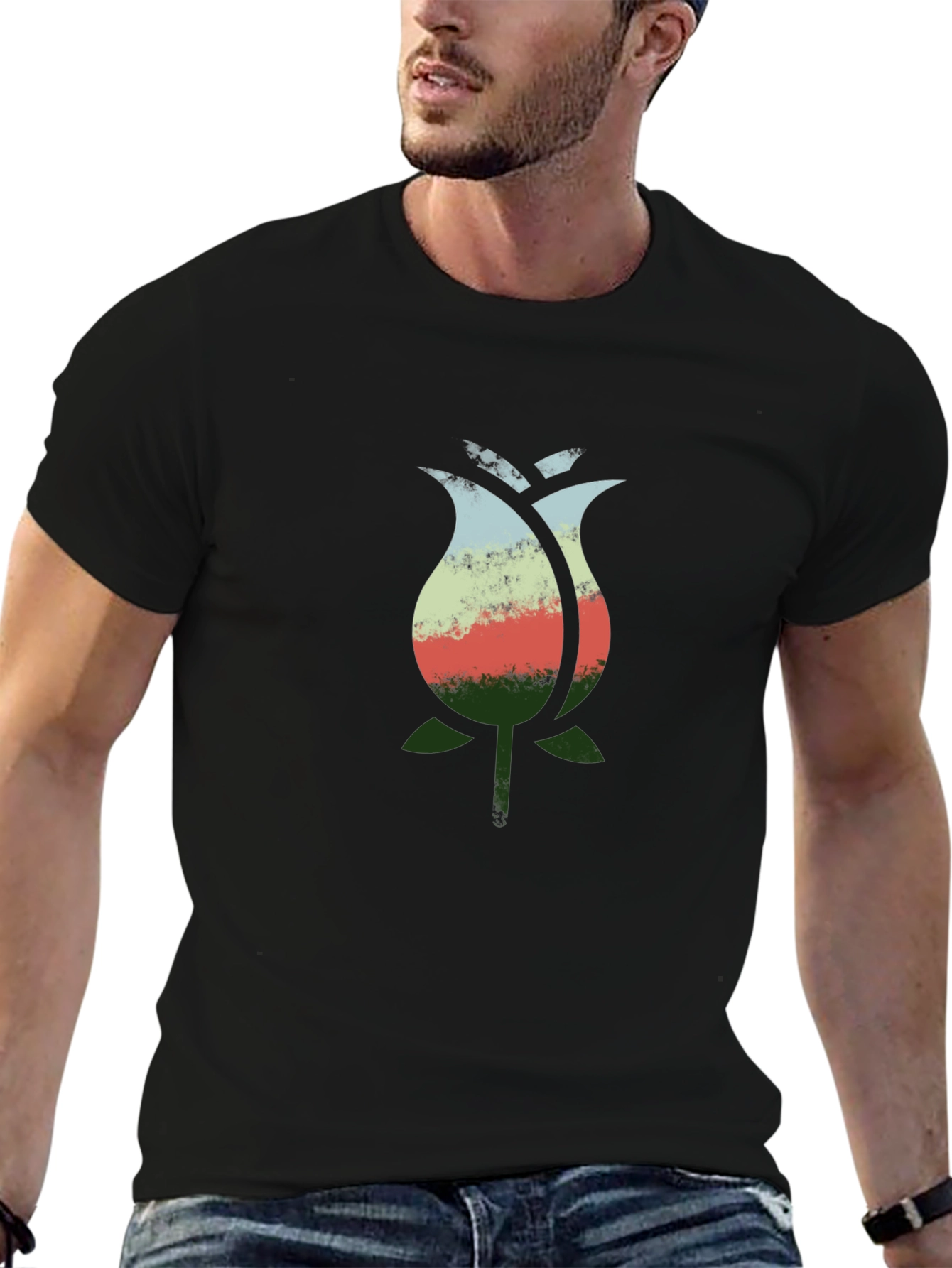 Floral Graphic Black T-Shirt - Nature Inspired Design