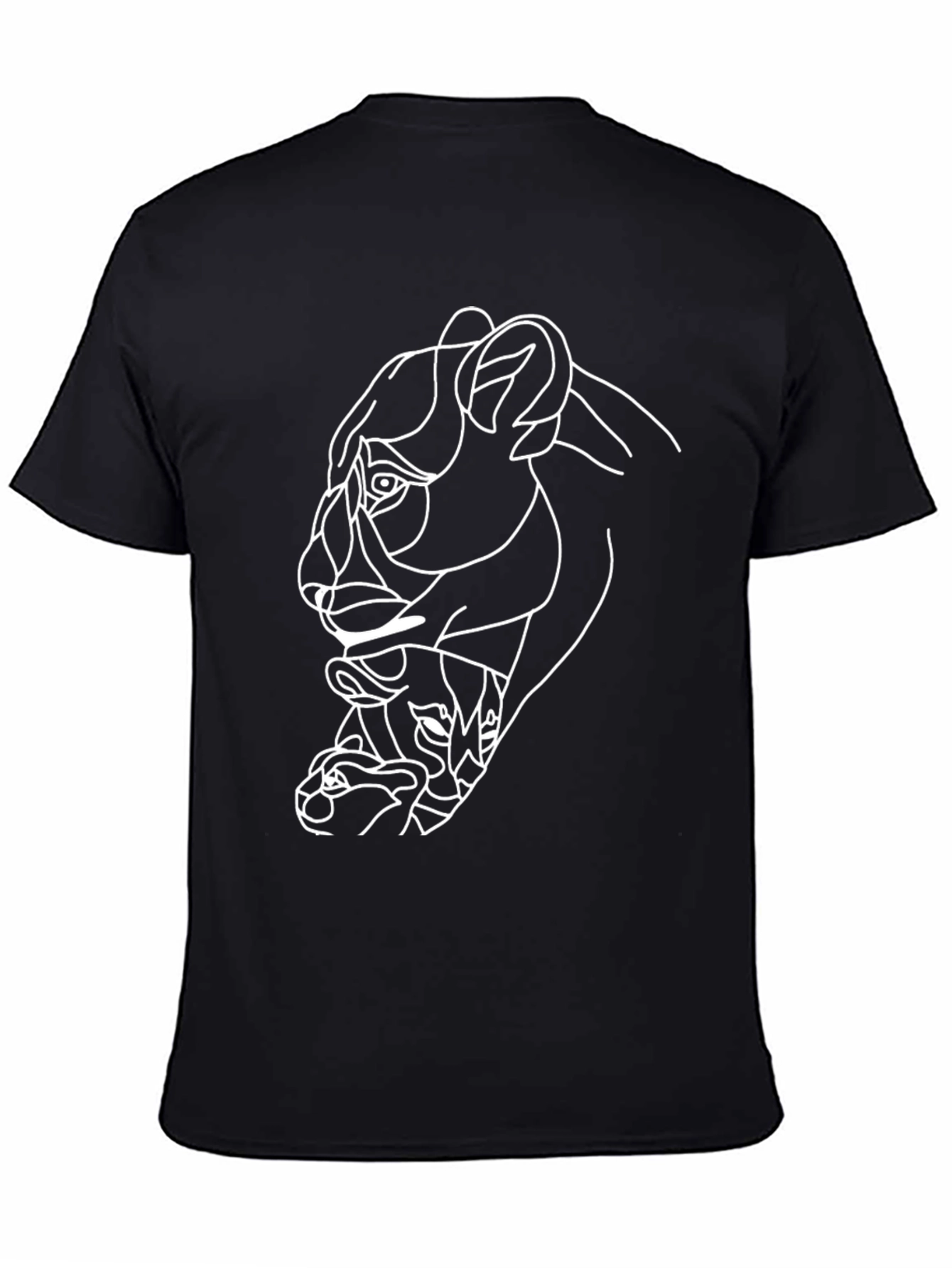 Abstract Lion Graphic Tee - Black
