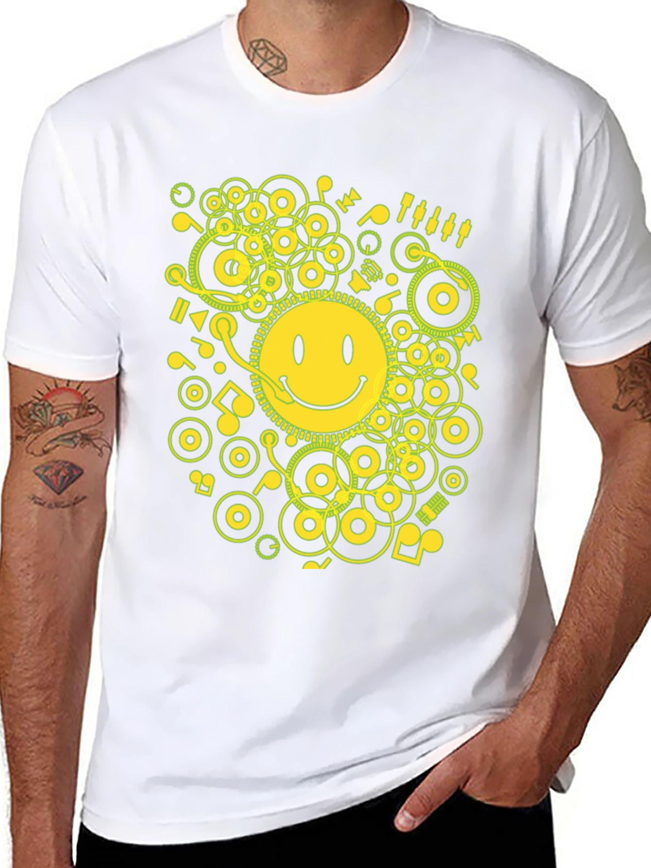 Smiley Face Graphic T-Shirt - Music Lover