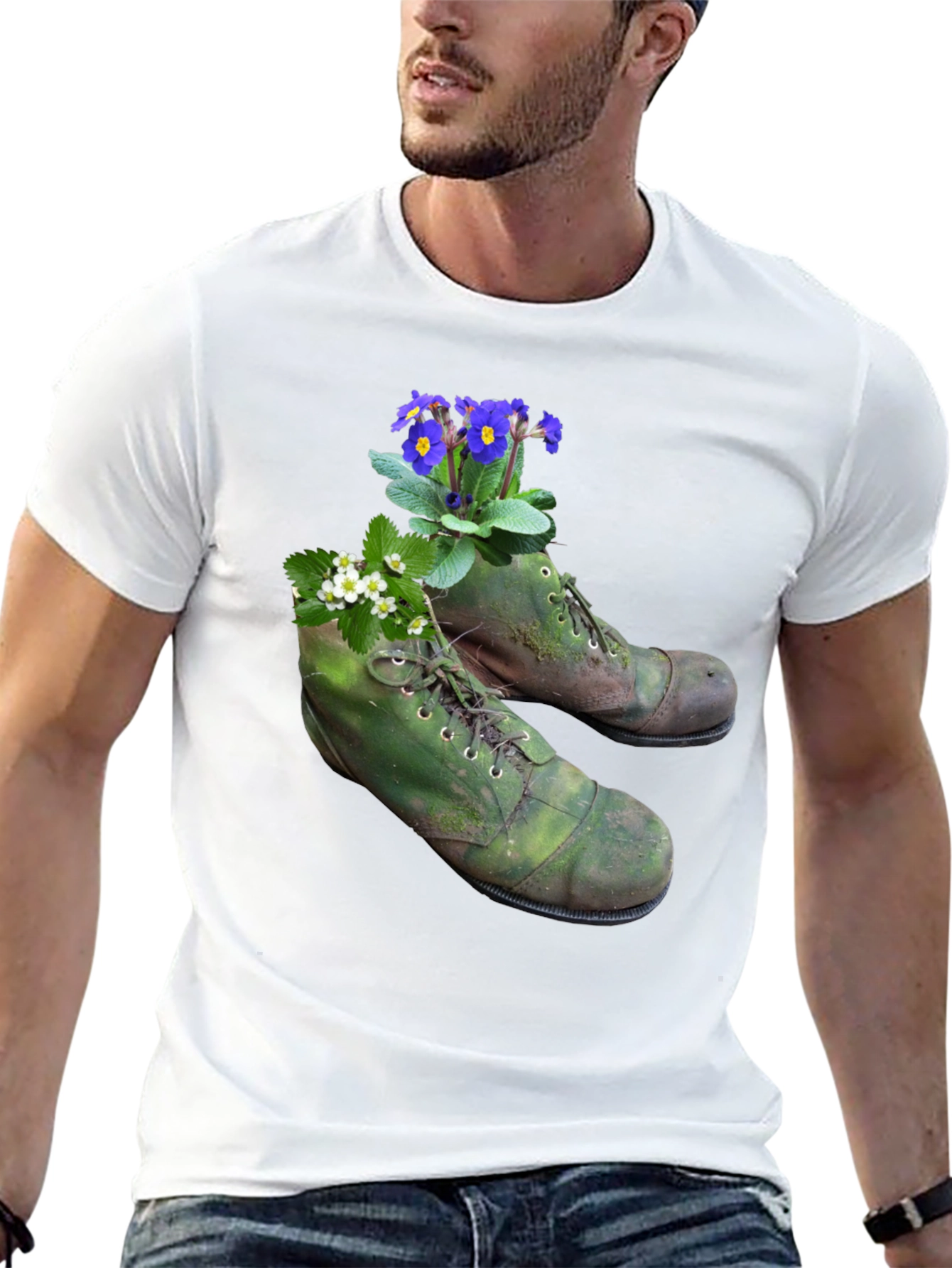 Floral Boots Graphic Tee - Nature Inspired Fashion