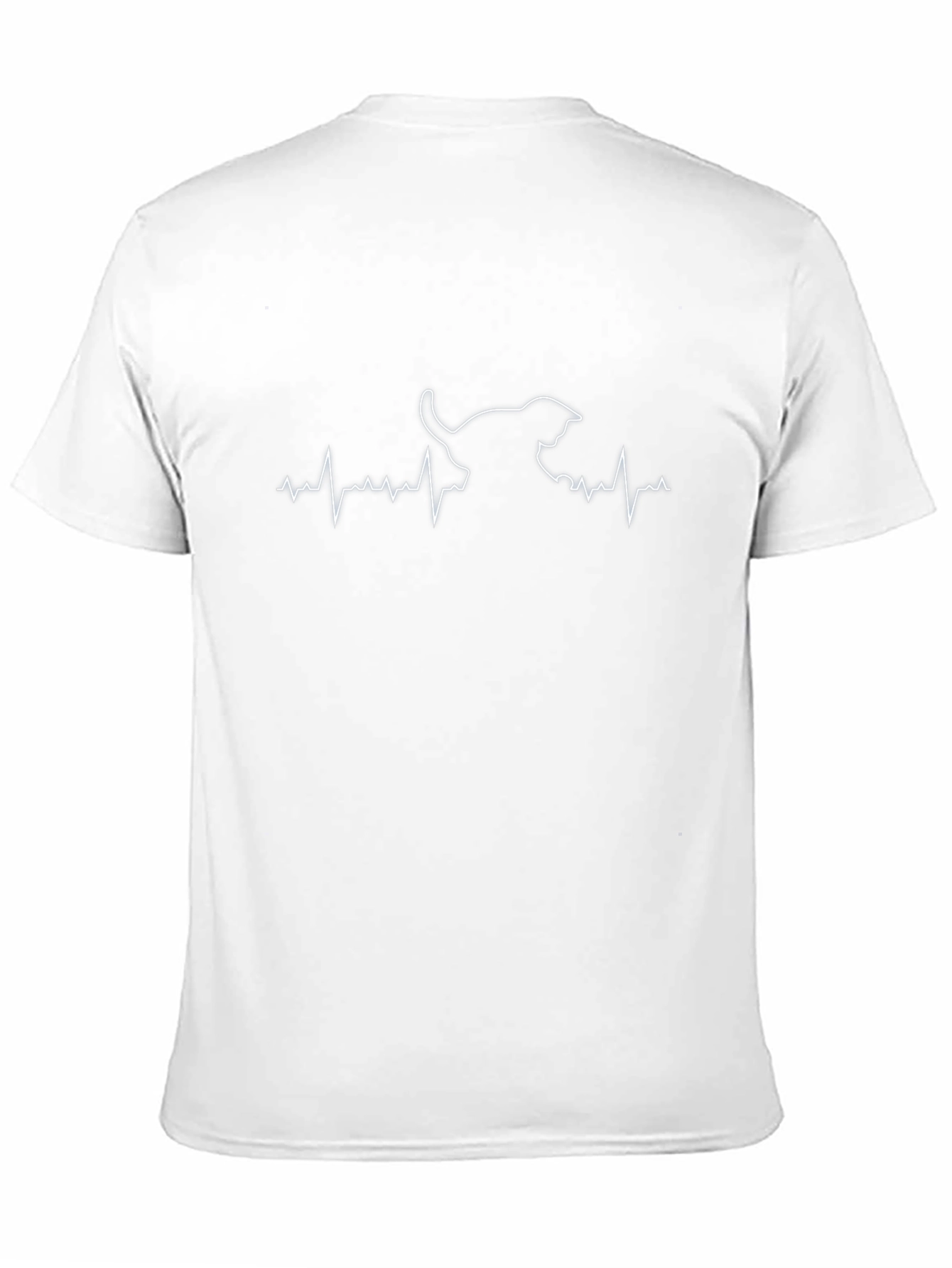 Cat Heartbeat T-Shirt - Black Crew Neck Tee