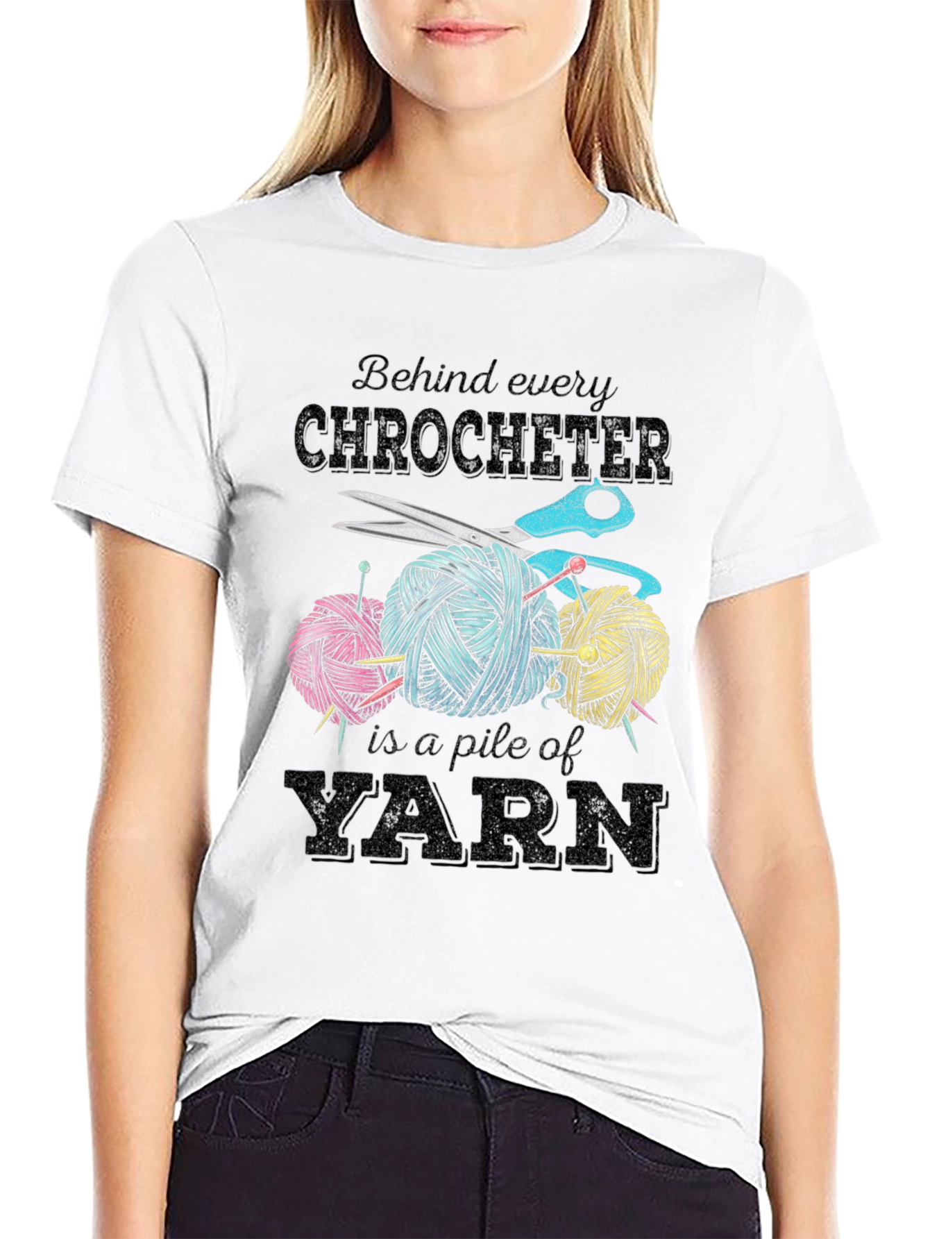 Crocheter Yarn Pile Graphic Tee