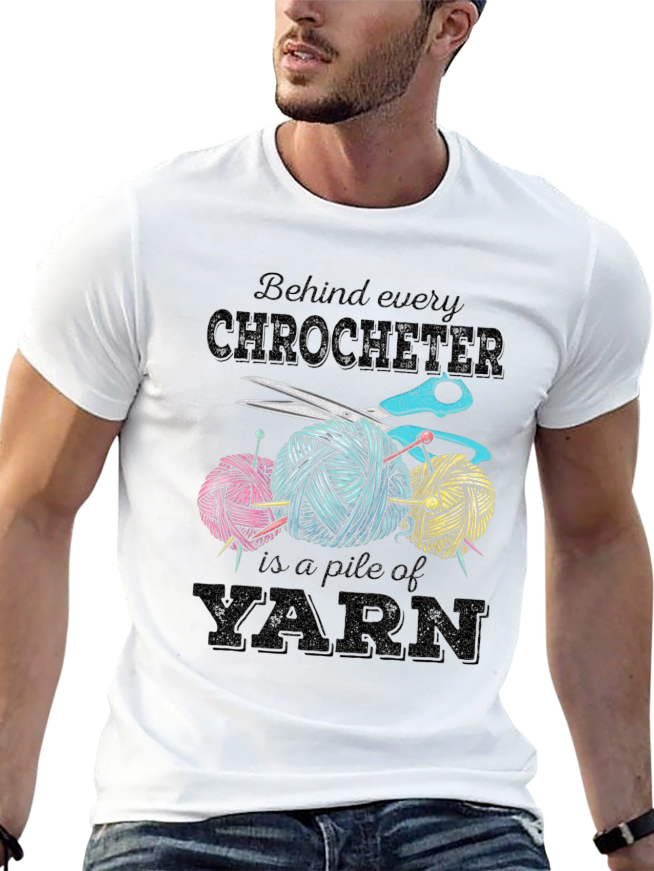 Crocheter Yarn Pile Graphic Tee