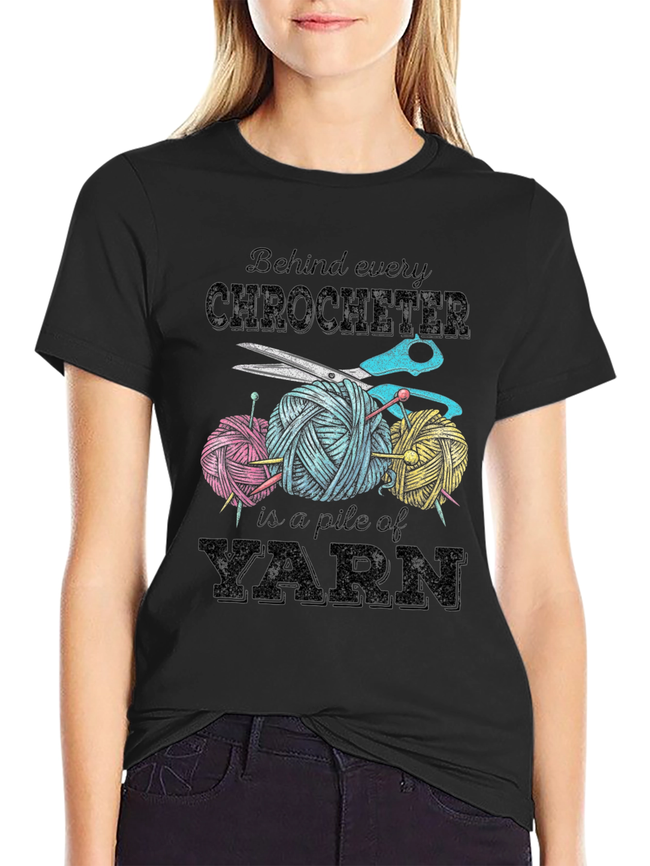 Crocheter Yarn Pile Graphic Tee