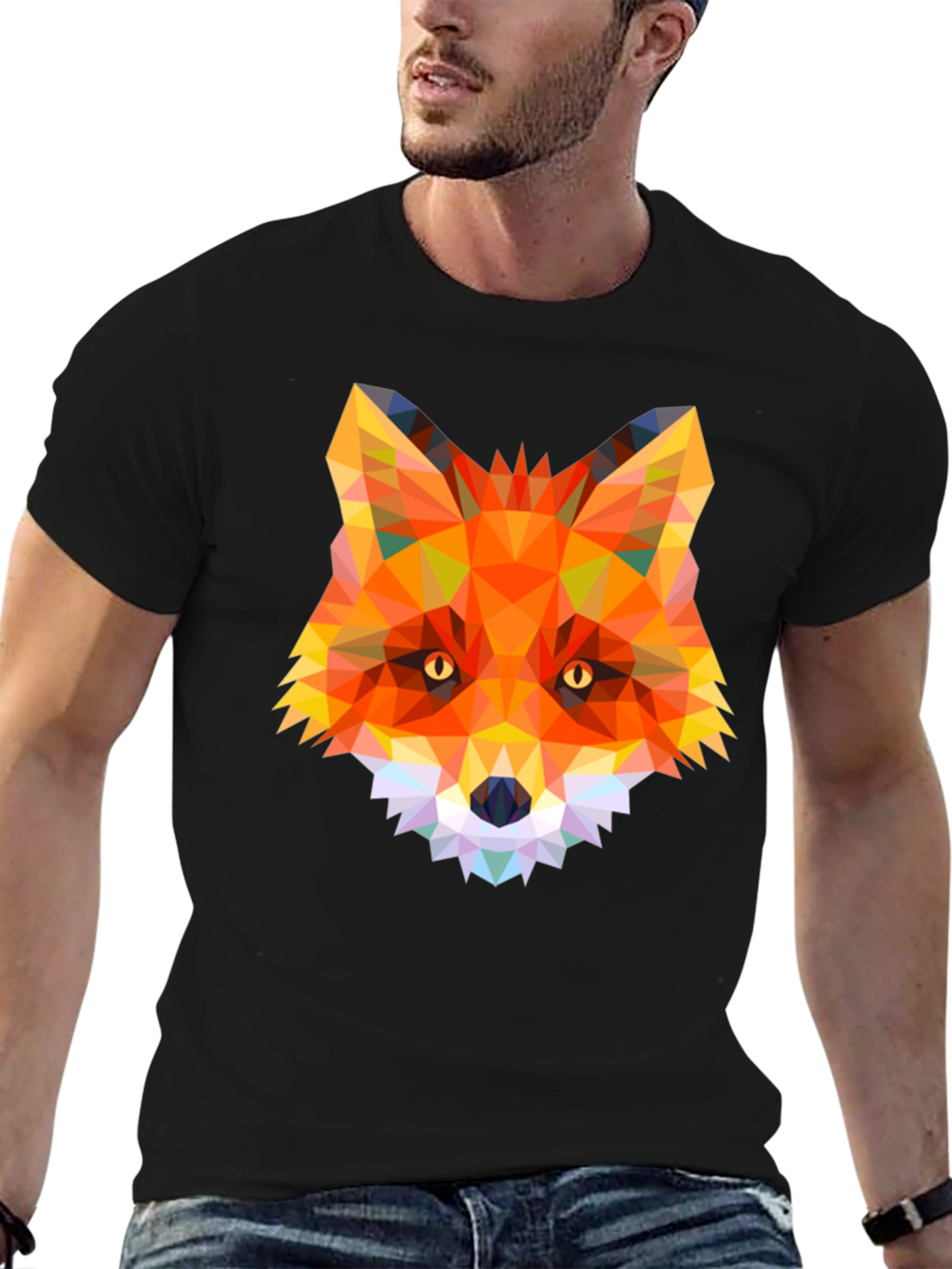 Geometric Fox Graphic T-Shirt - Modern Animal Design