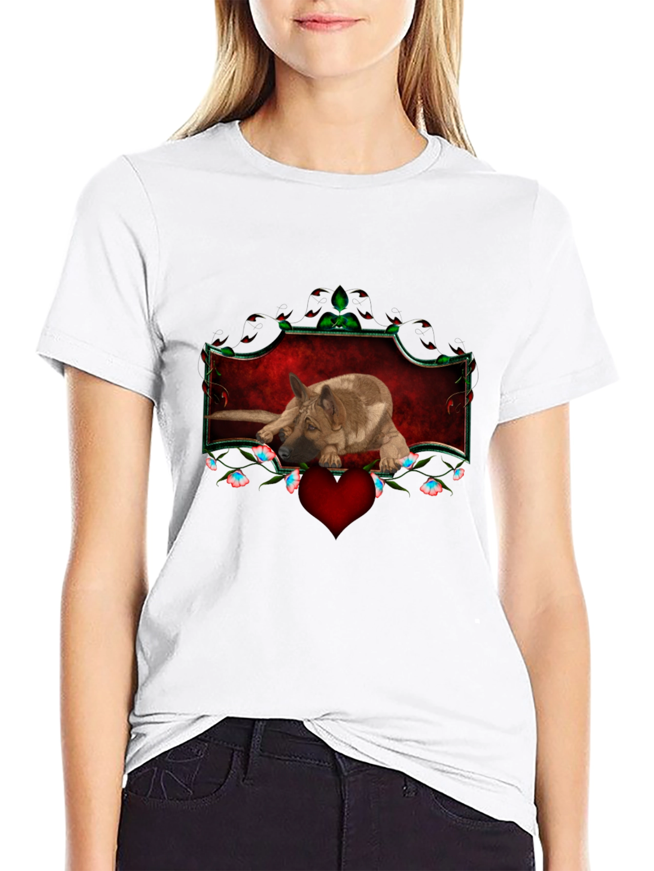 German Shepherd Dog Heart Graphic Tee