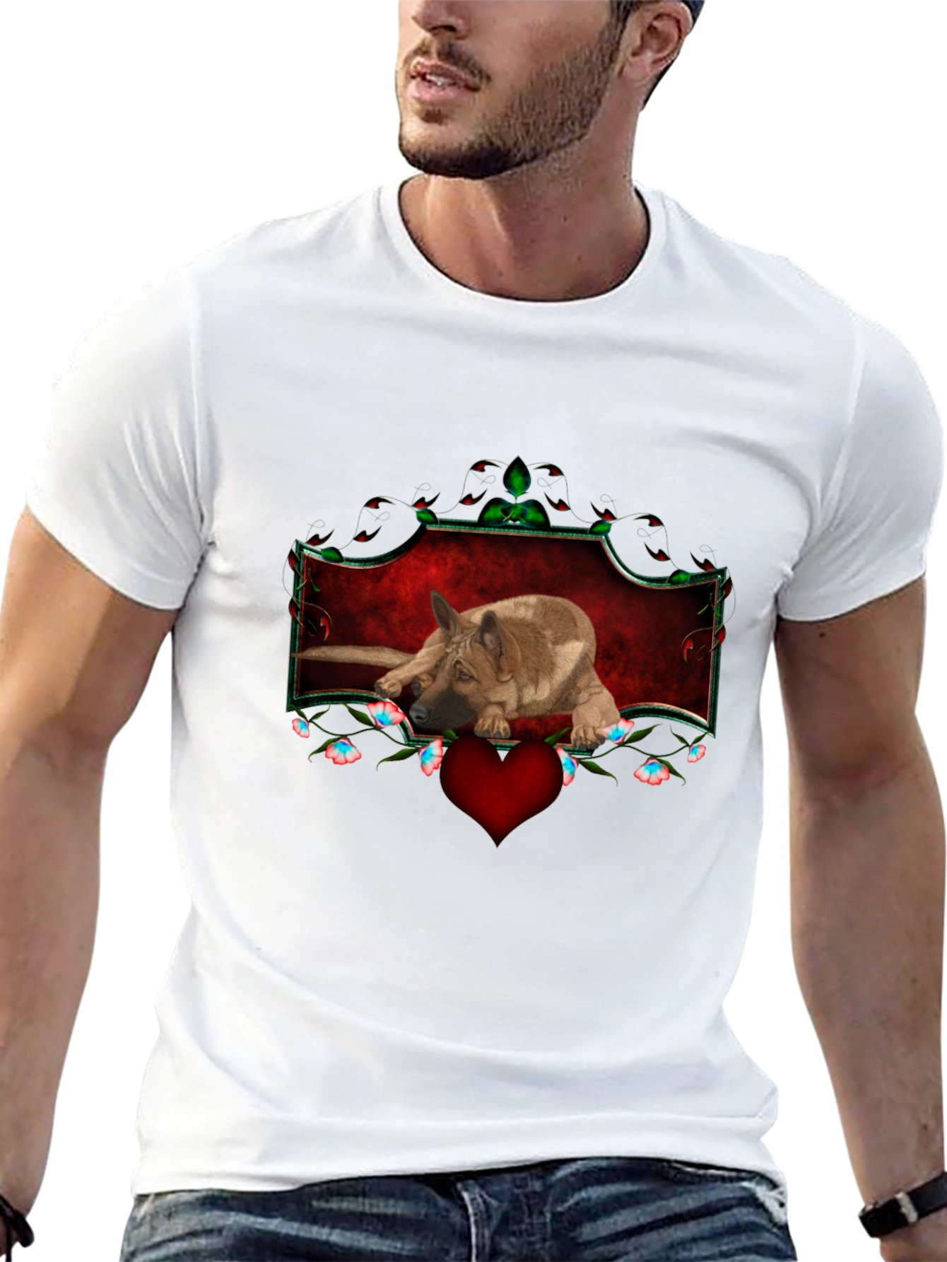 German Shepherd Dog Heart Graphic Tee