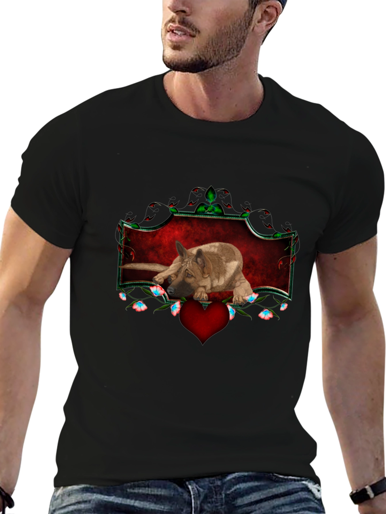 German Shepherd Dog Heart Graphic Tee
