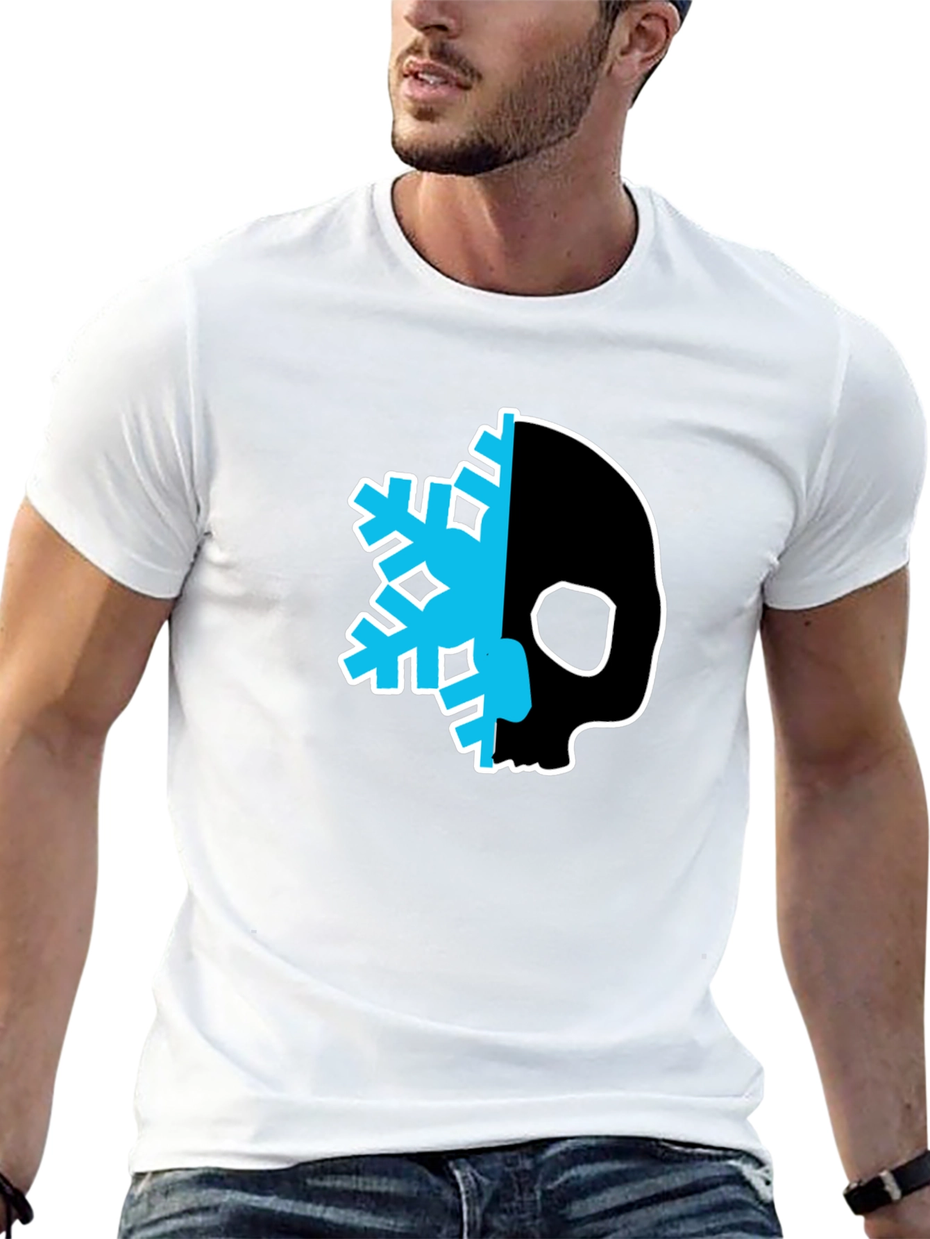 Skull Snowflake Graphic Tee - Cool Black T-Shirt
