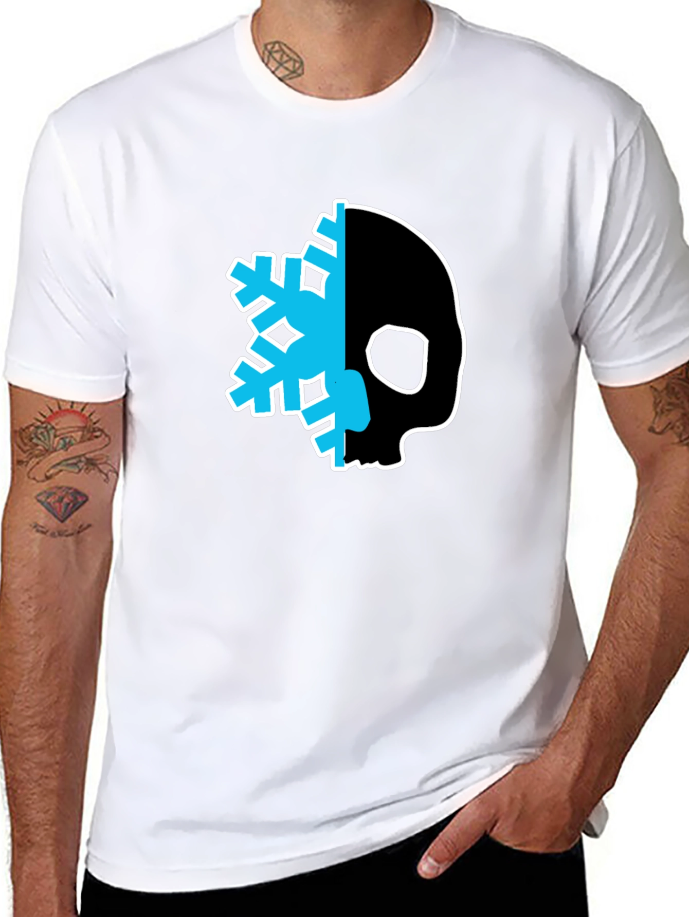 Skull Snowflake Graphic Tee - Cool Black T-Shirt