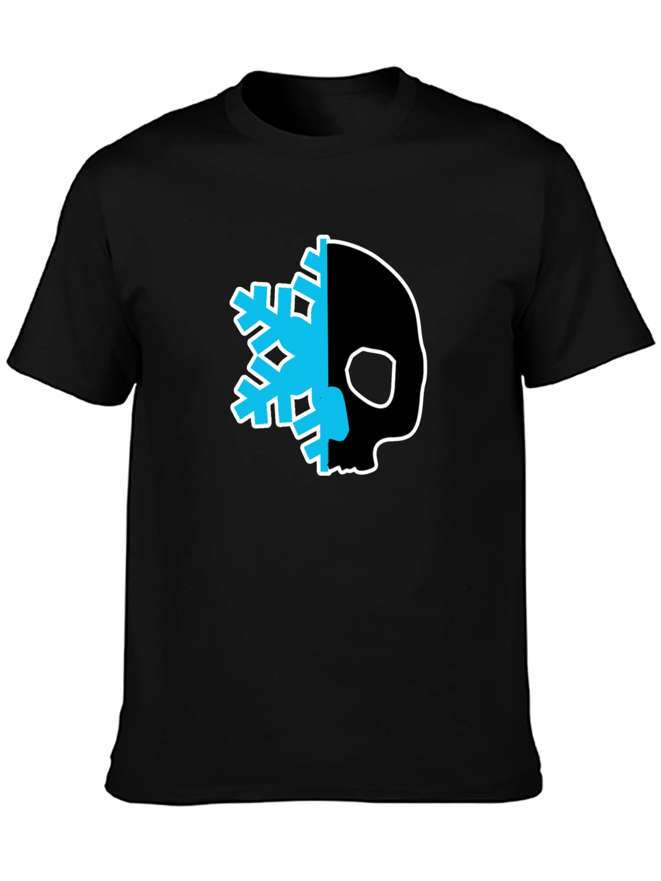 Skull Snowflake Graphic Tee - Cool Black T-Shirt