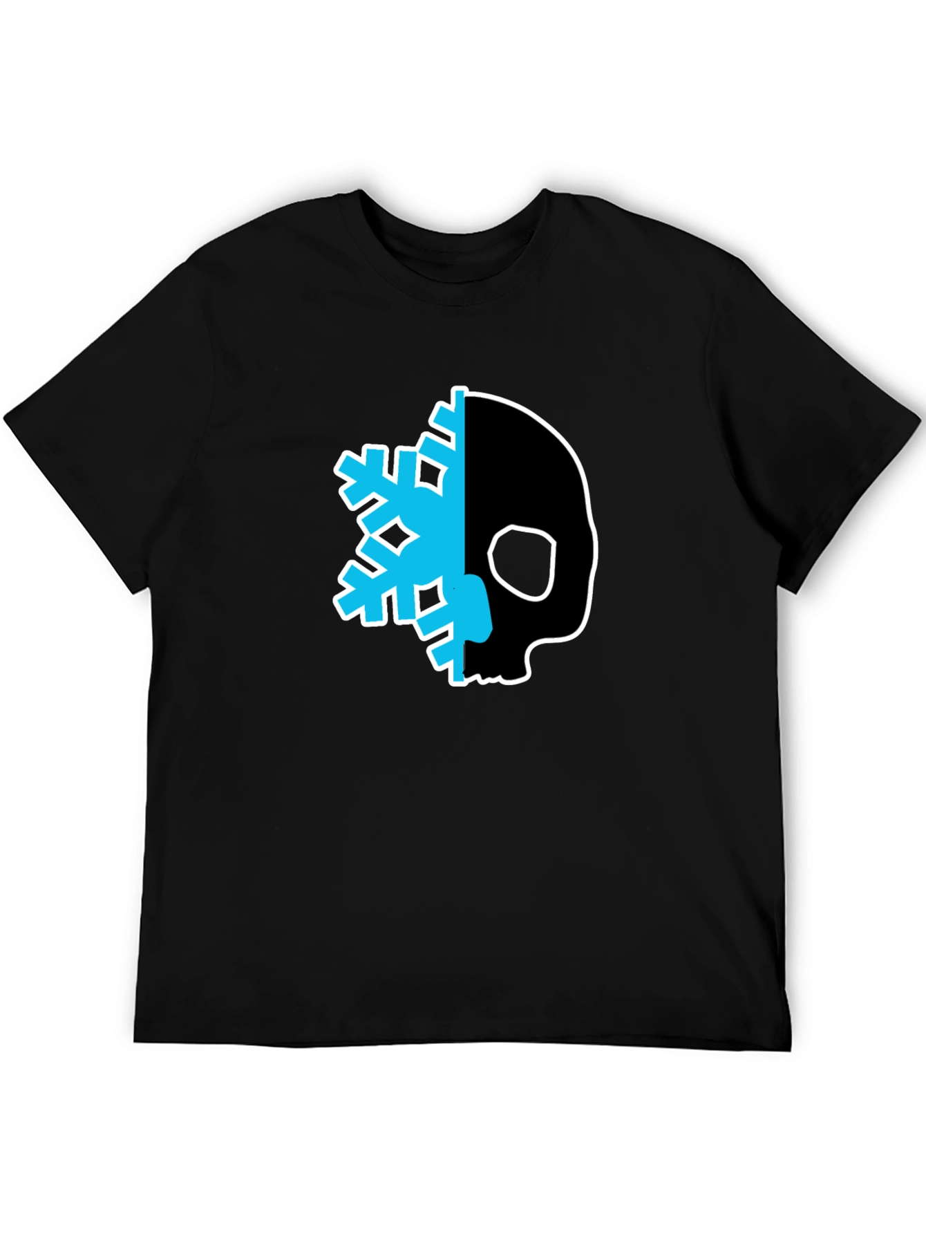 Skull Snowflake Graphic Tee - Cool Black T-Shirt