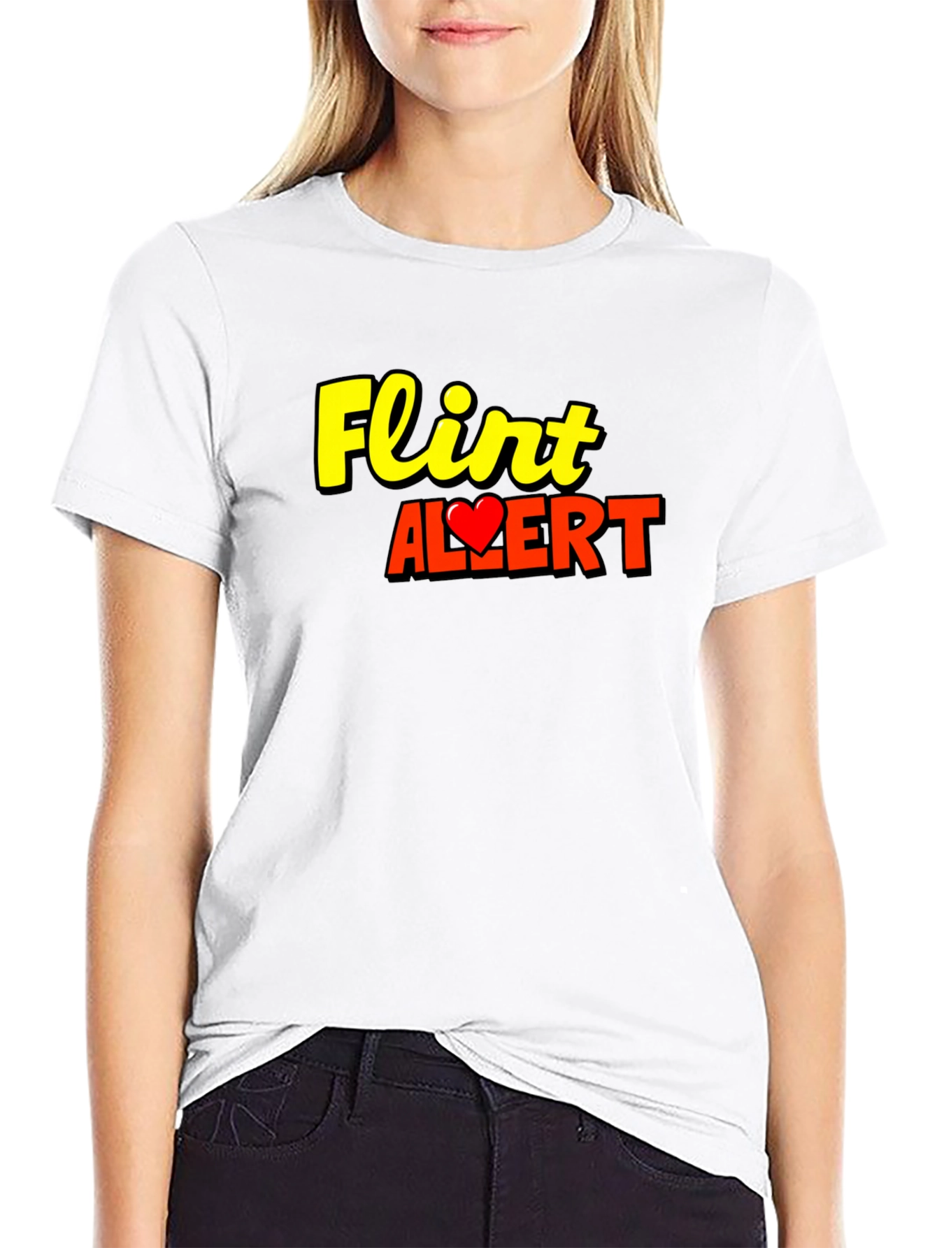 Flirt Alert Graphic T-Shirt - Black Short Sleeve