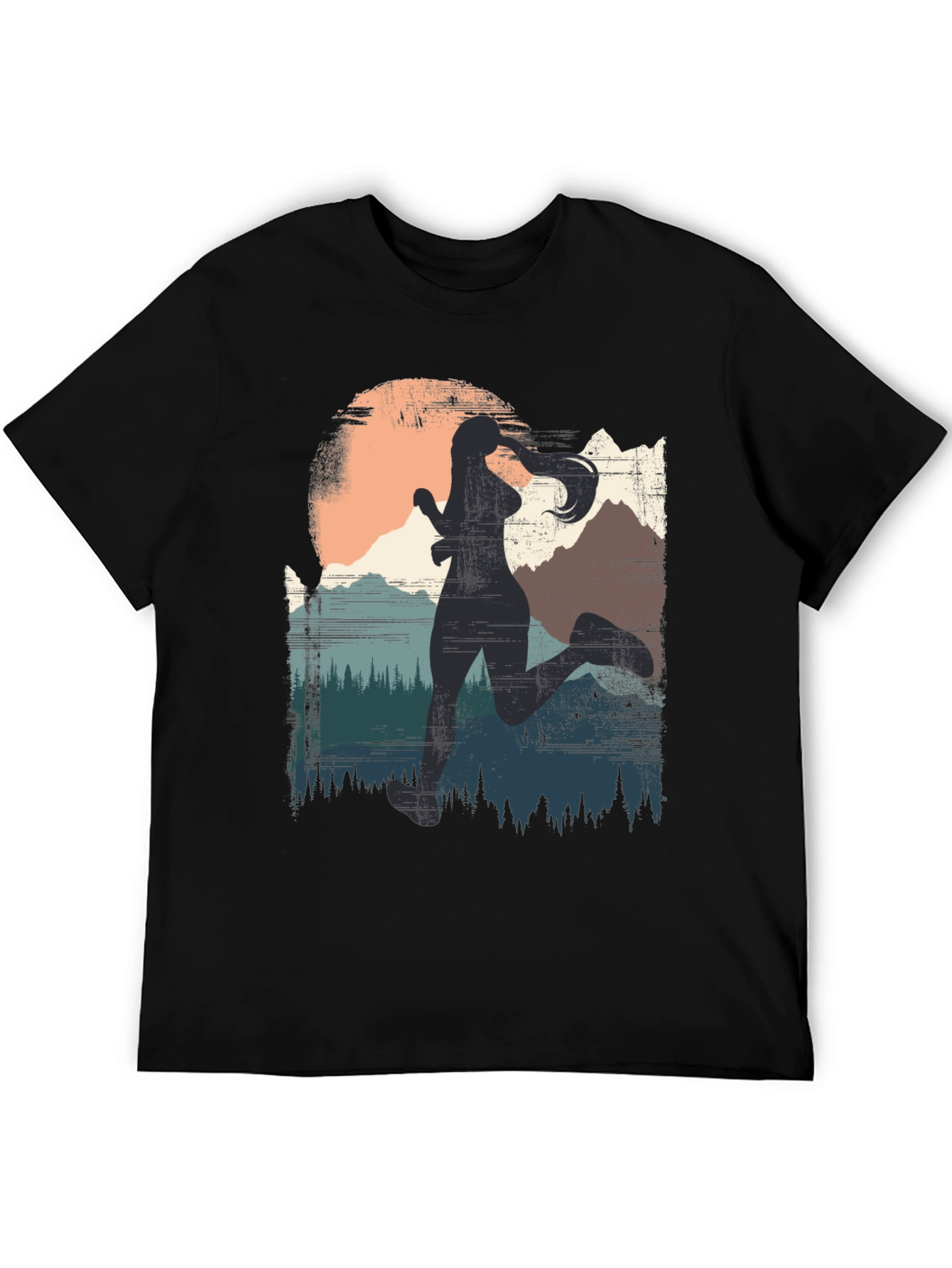Womens Trail Running T-Shirt - Mountain Silhouette