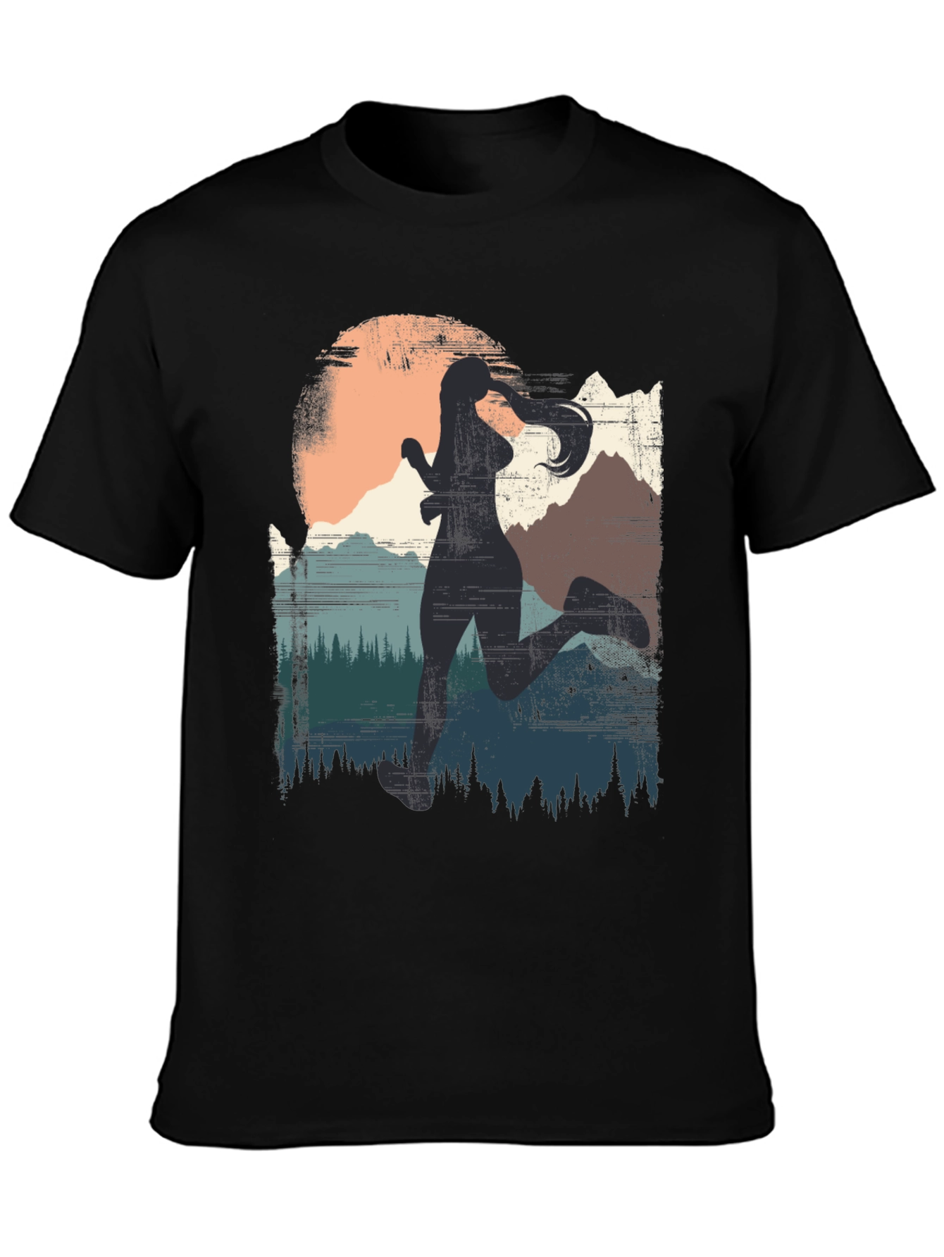 Womens Trail Running T-Shirt - Mountain Silhouette