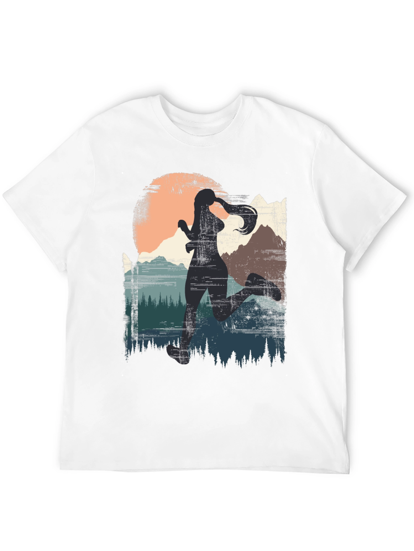 Womens Trail Running T-Shirt - Mountain Silhouette